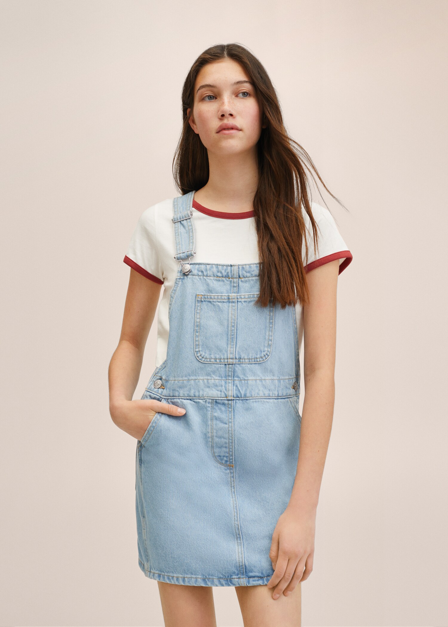 Short denim pinafore - Medium plane