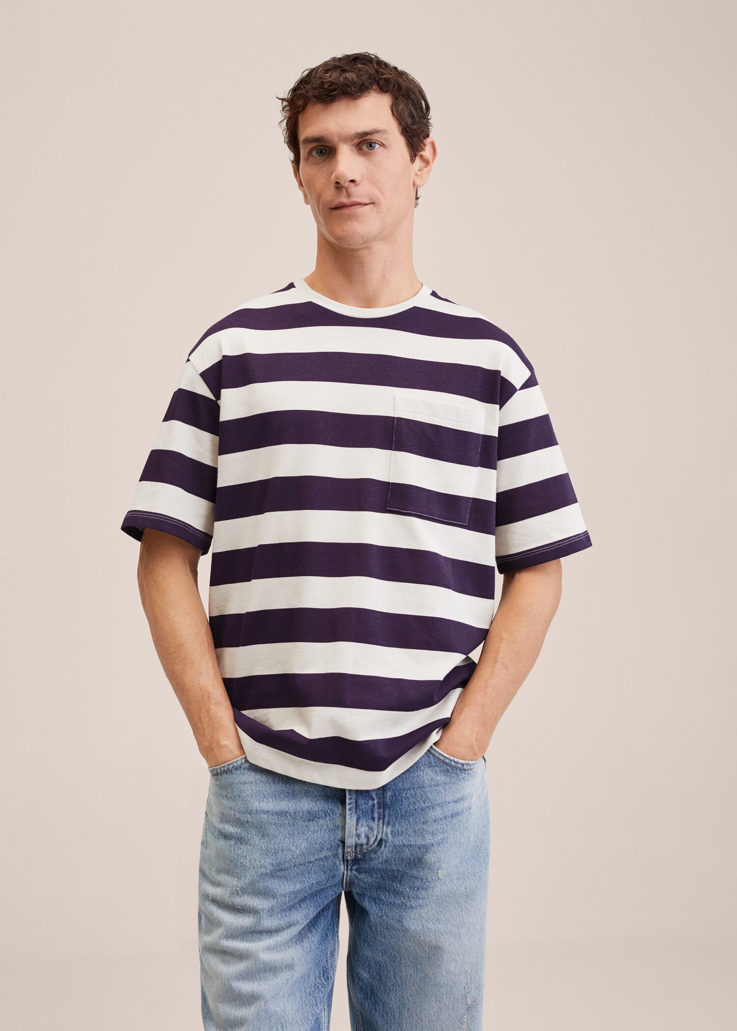 T-shirt coton à rayures - Plan moyen