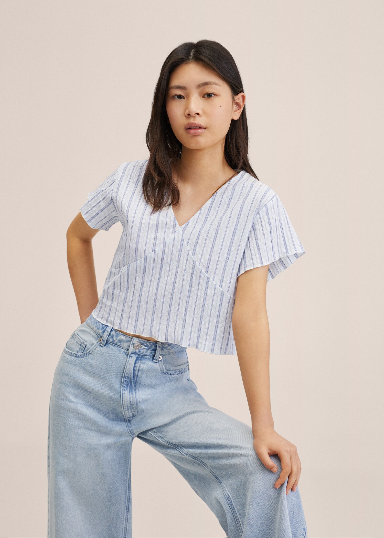 Cropped cotton blouse - Medium plane