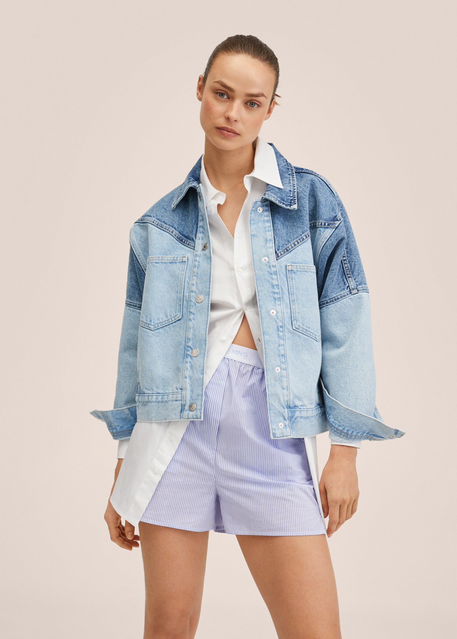 Shorts ratlles cotó - Pla mig