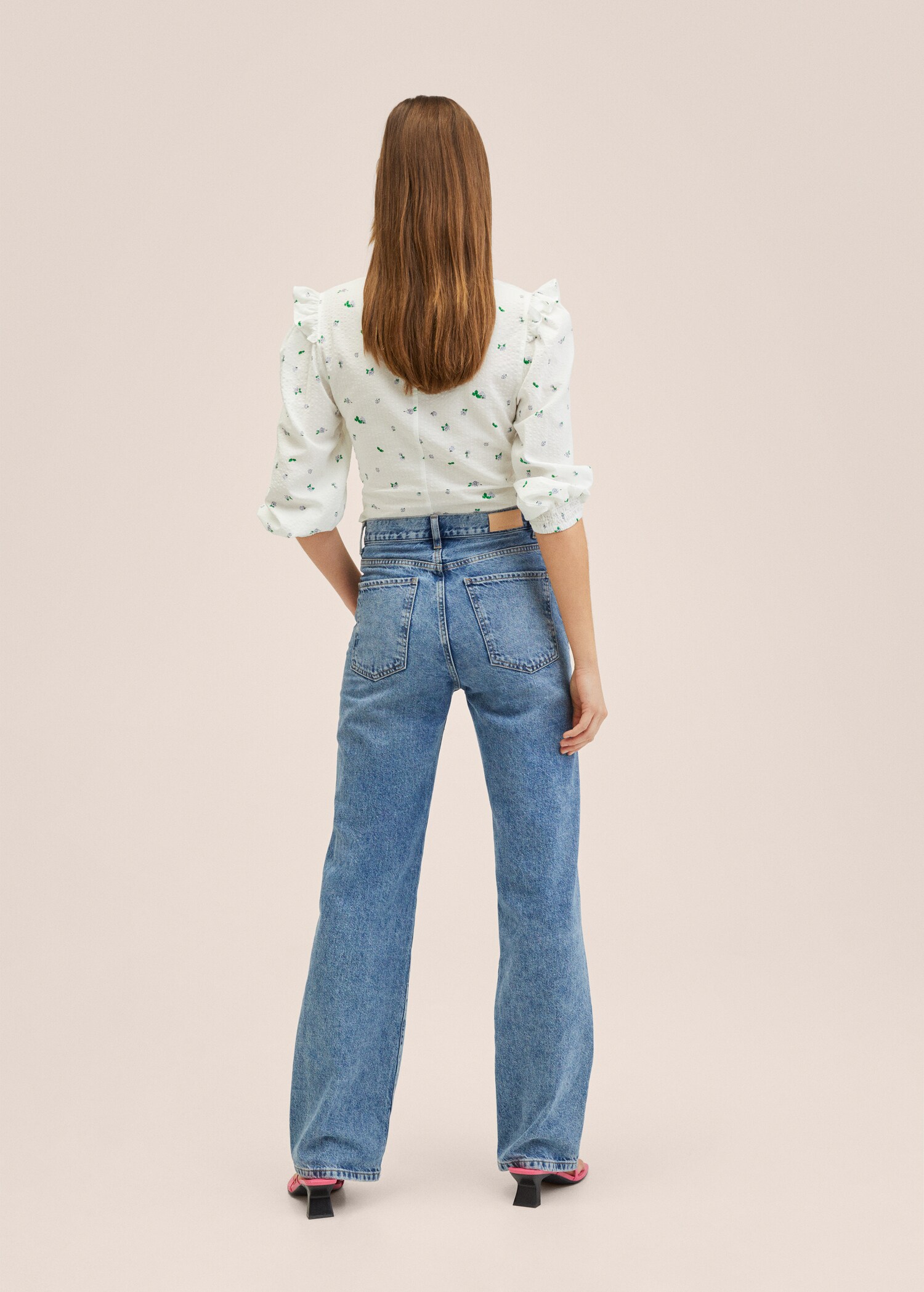 Blusa manga abullonada estampada - Reverso del artículo