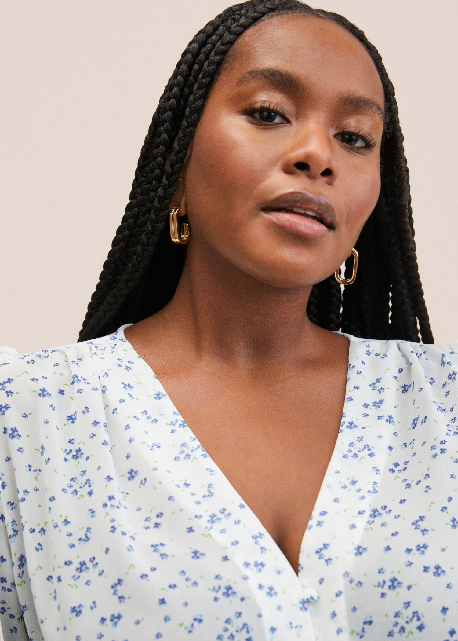 Blusa manga abullonada estampada - Detalle del artículo 4