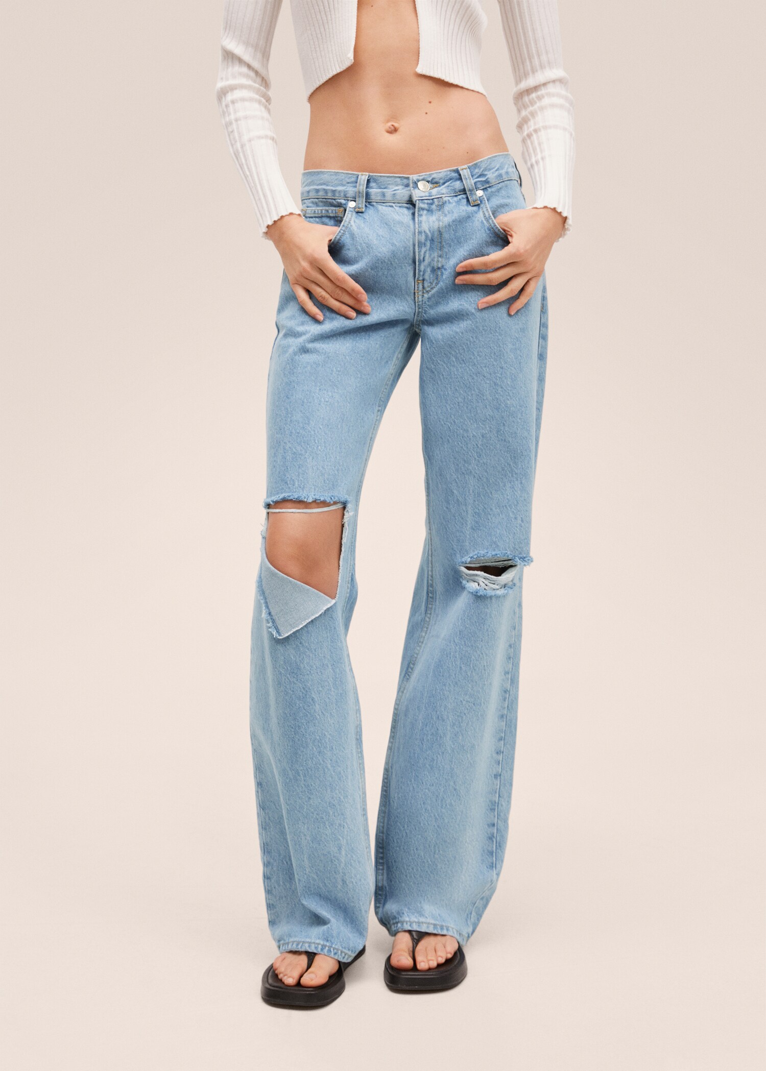 Wideleg-Jeans mit niedrigem Bund - Mittlere Ansicht