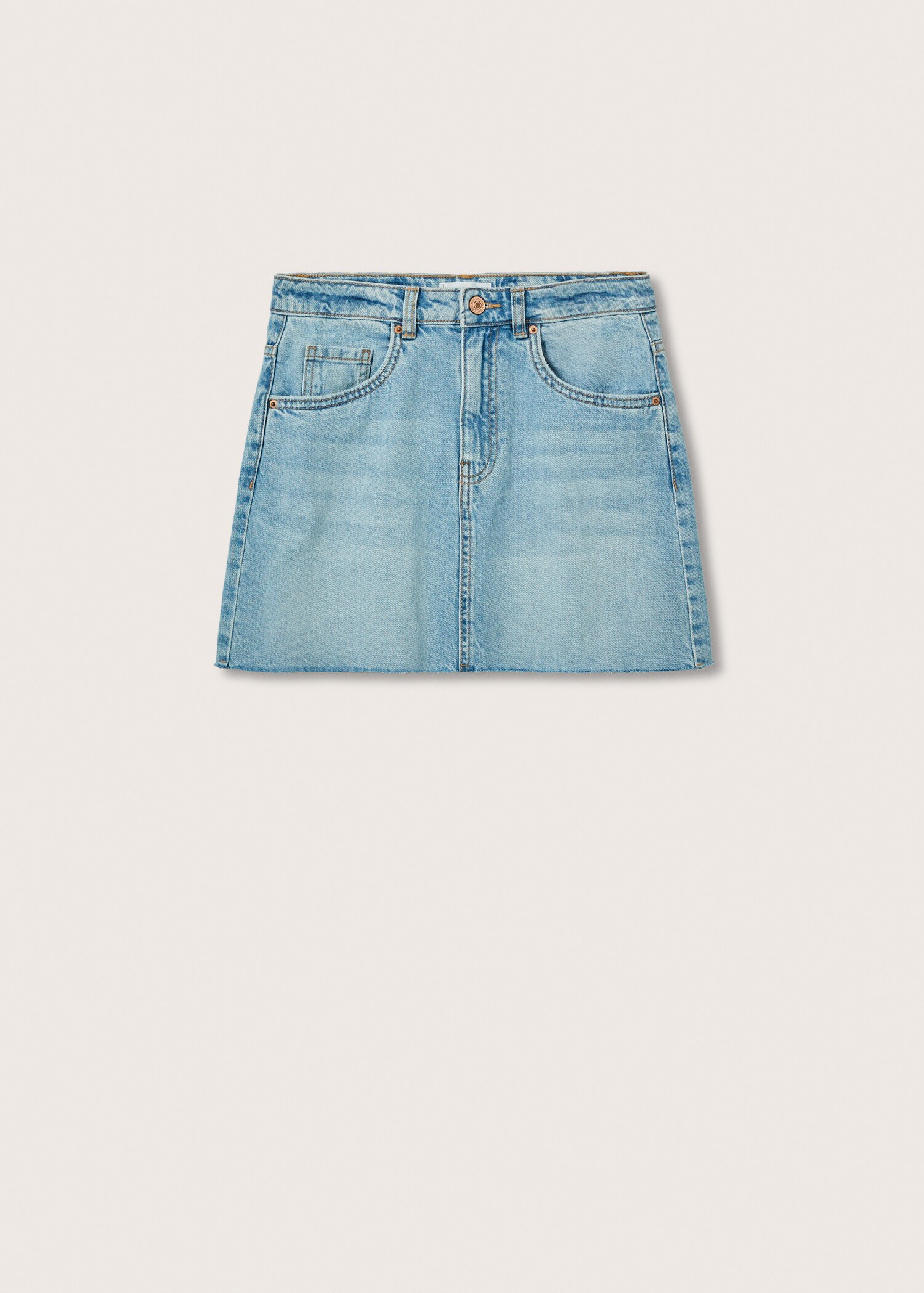 Denim miniskirt with frayed hem - Article without model