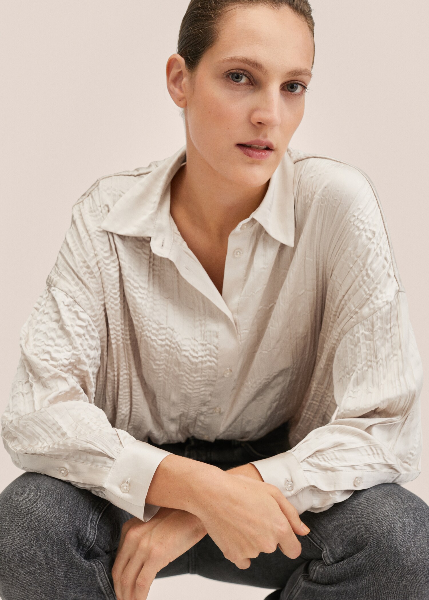 Camisa satinada oversize - Detalle del artículo 1