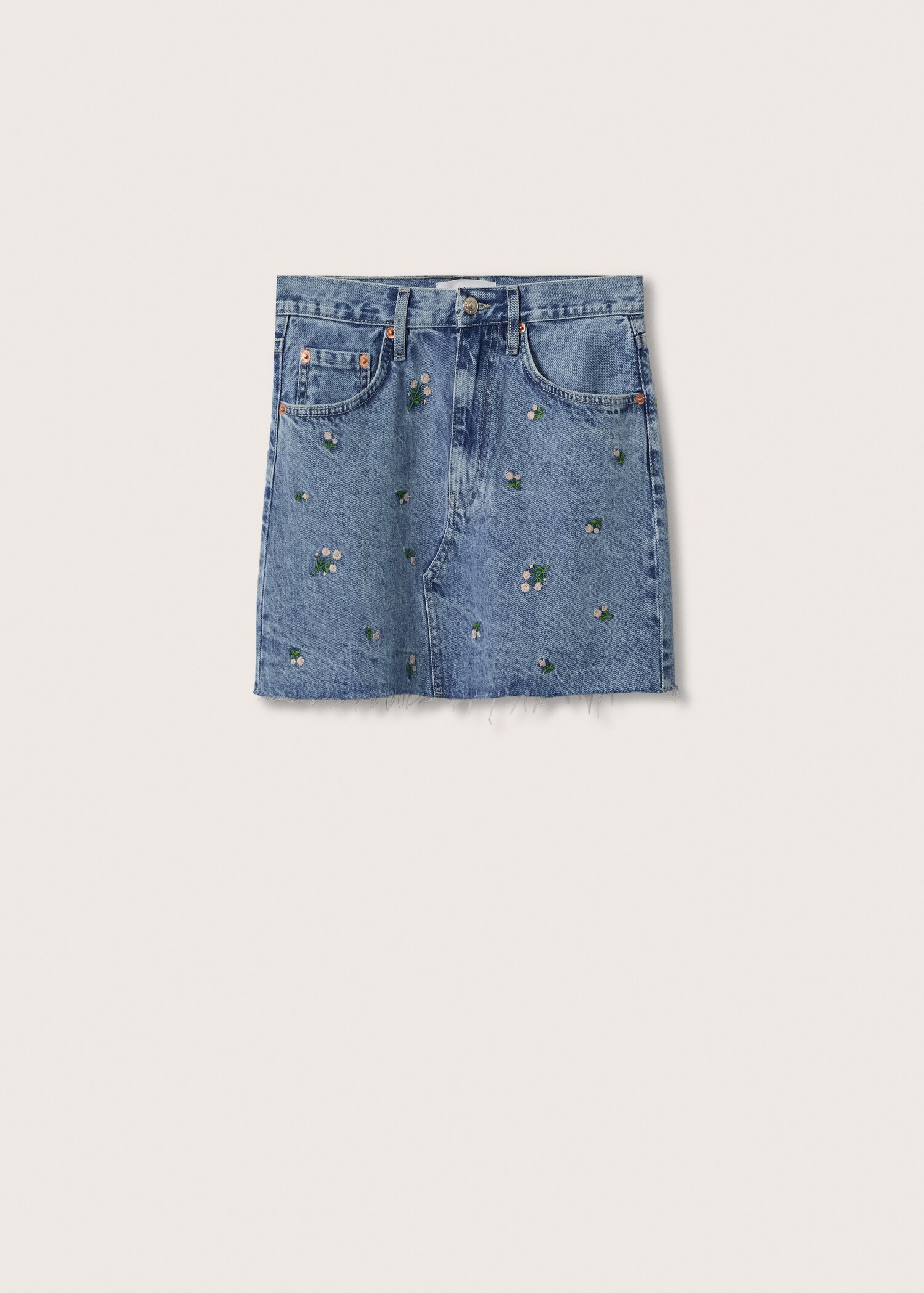 Floral embroidery denim skirt - Article without model