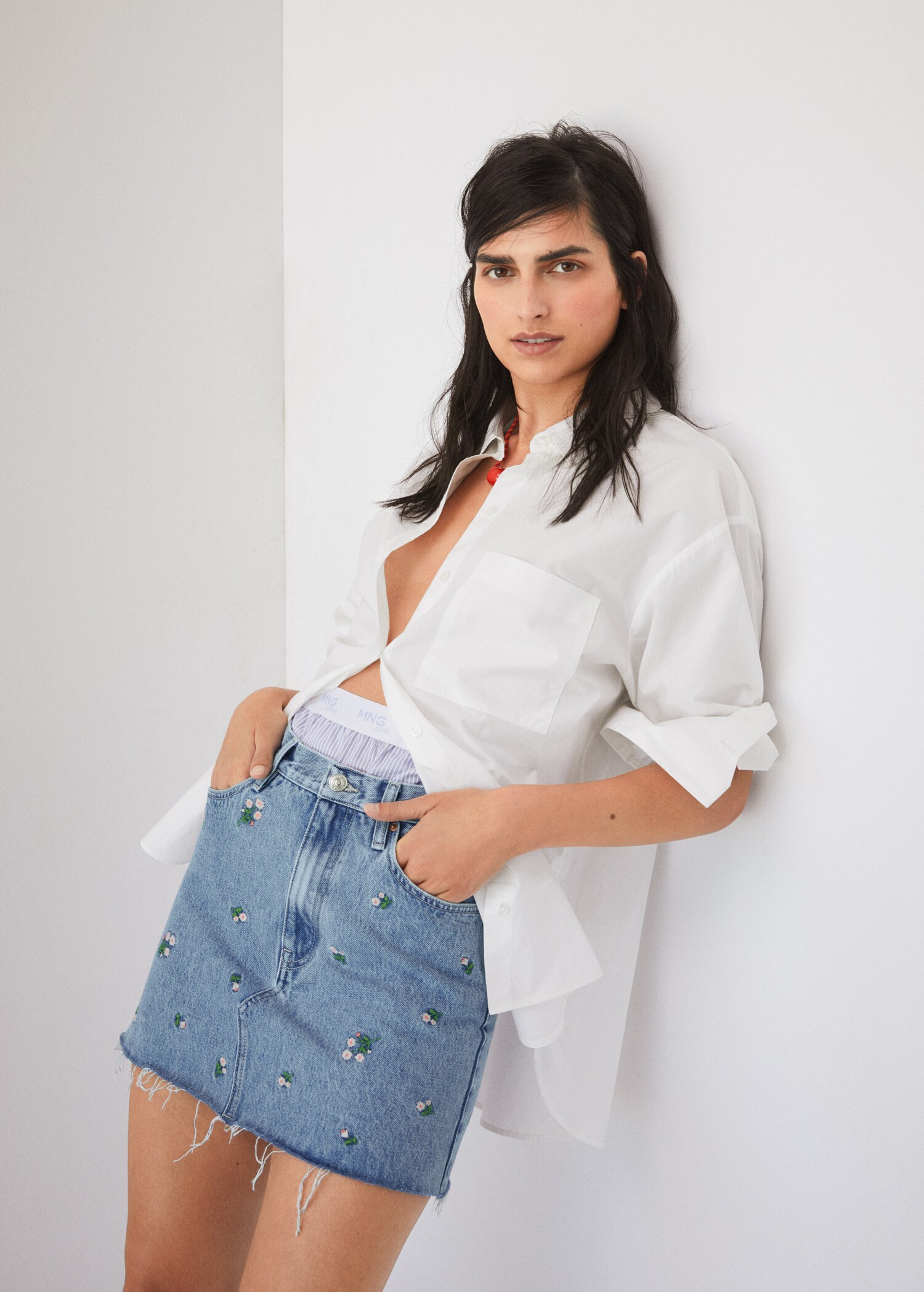 Floral embroidery denim skirt - Details of the article 6