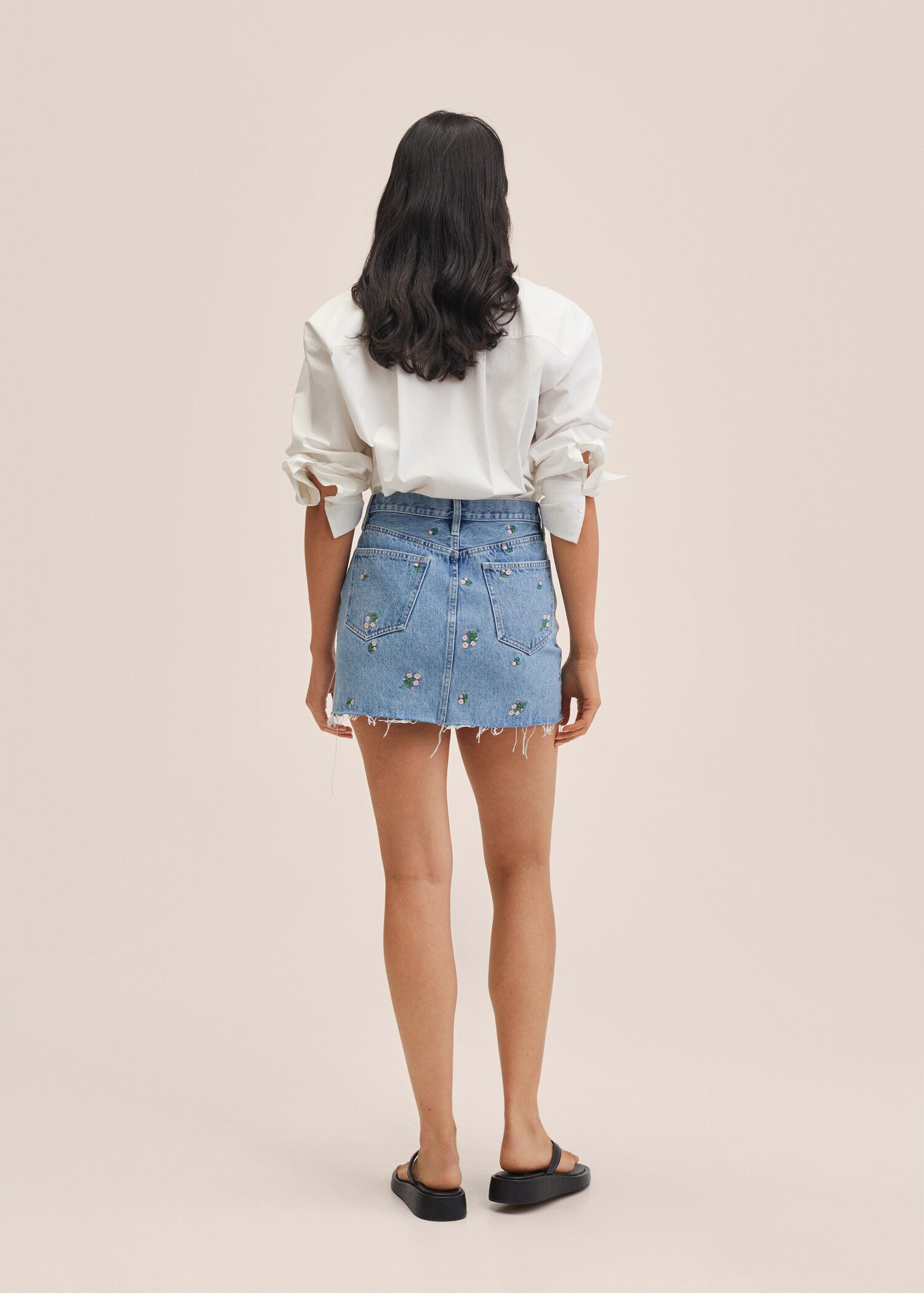 Floral embroidery denim skirt - Reverse of the article