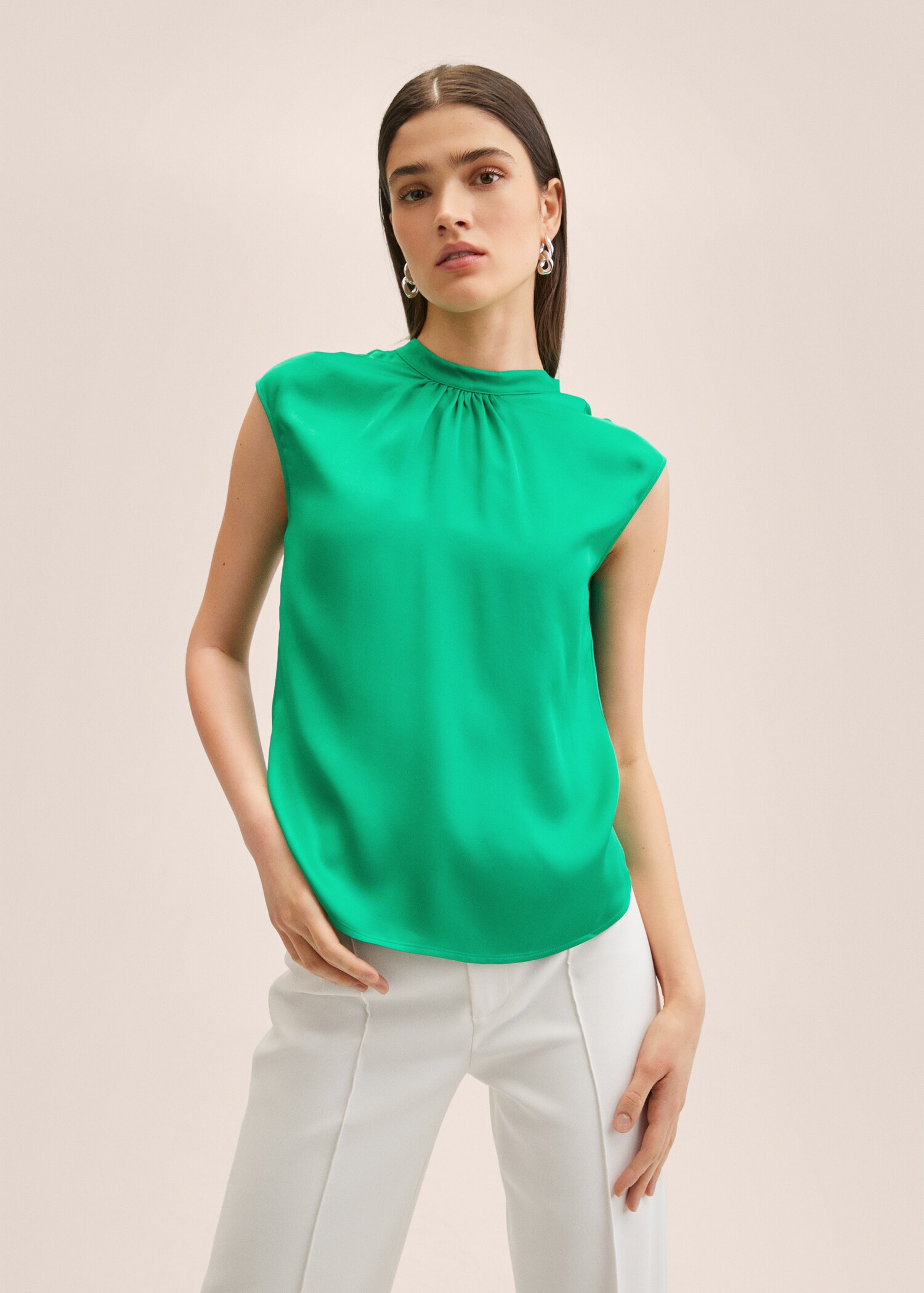 Button satin blouse - Medium plane