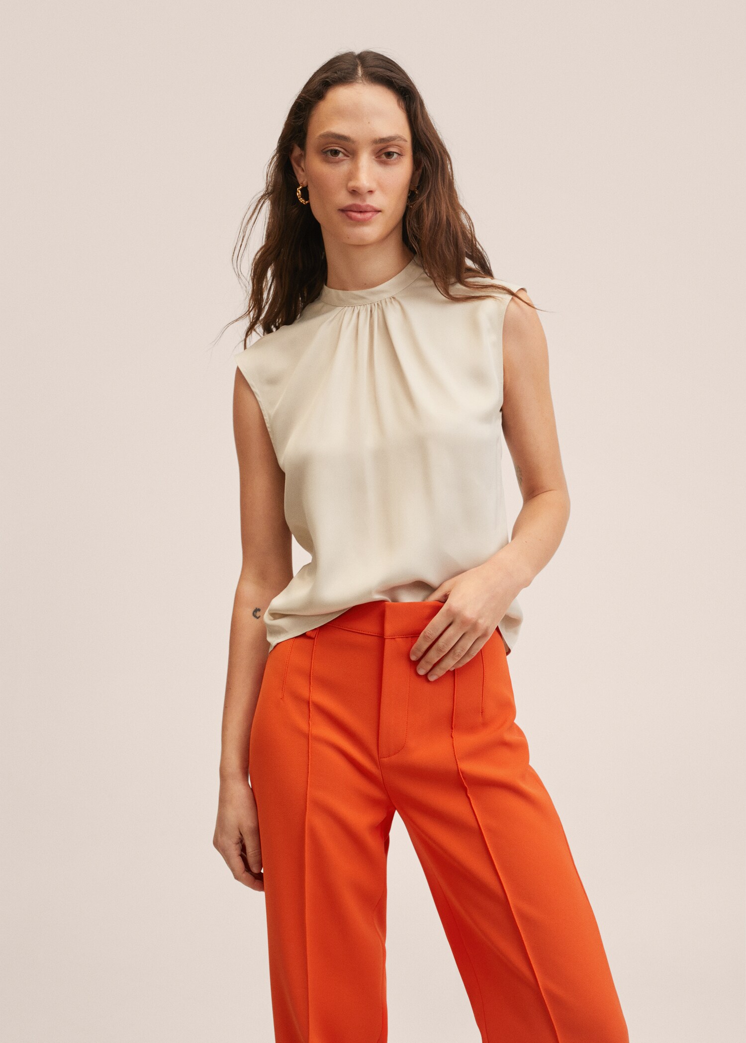 Button satin blouse - Medium plane