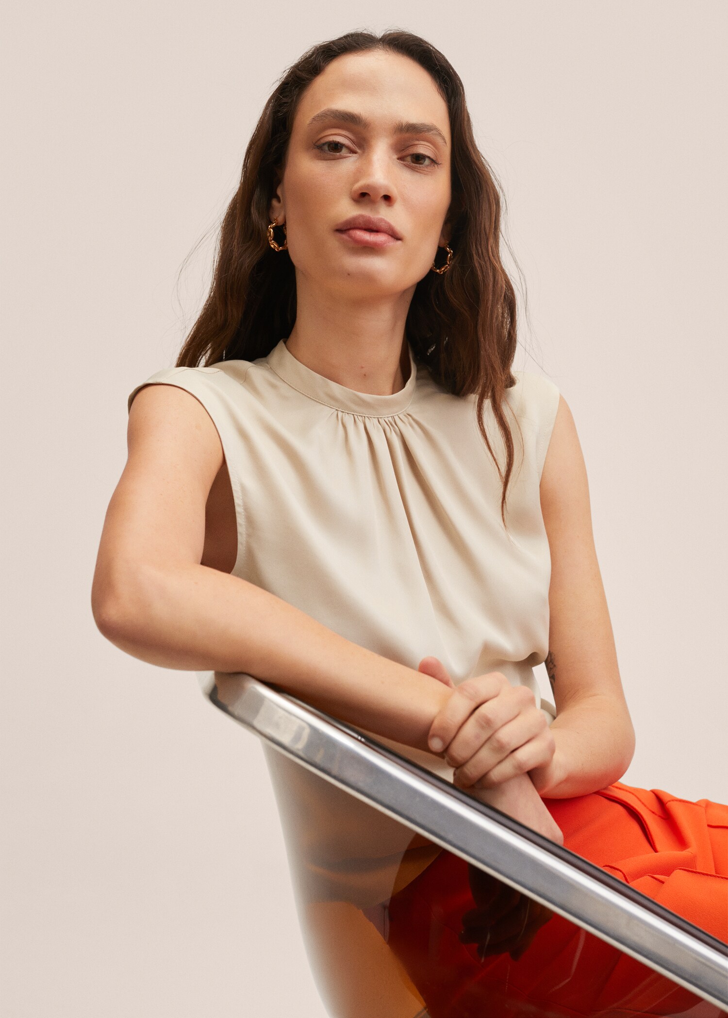 Button satin blouse - Details of the article 2