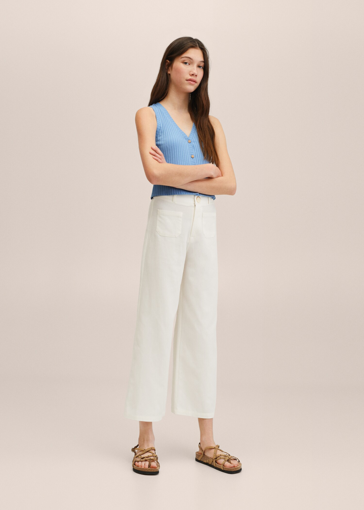 Pantalón palazzo lino - Plano medio