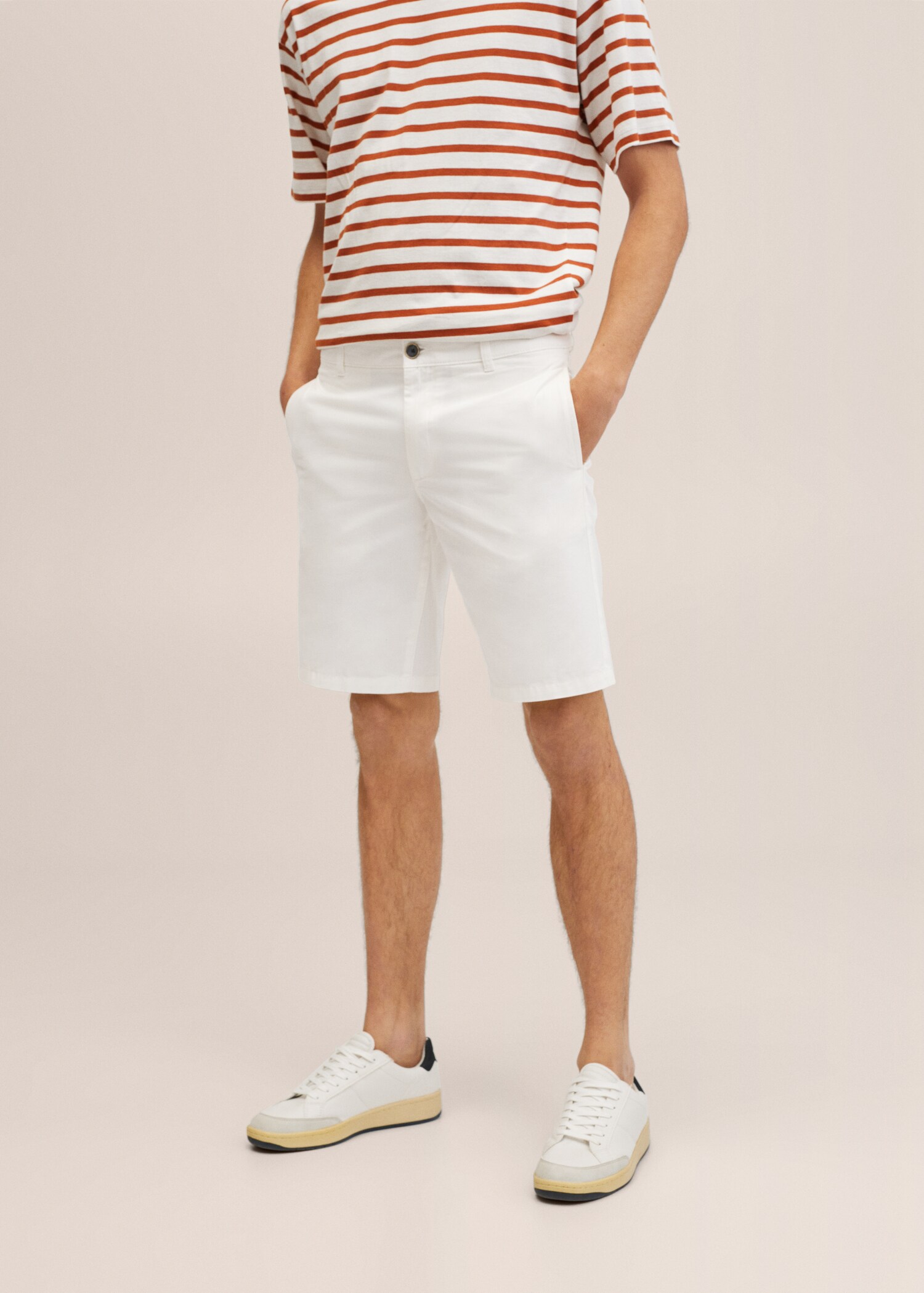Bermudashorts i chinostil i bomull, slim-fit - Artikkeldetalj 1