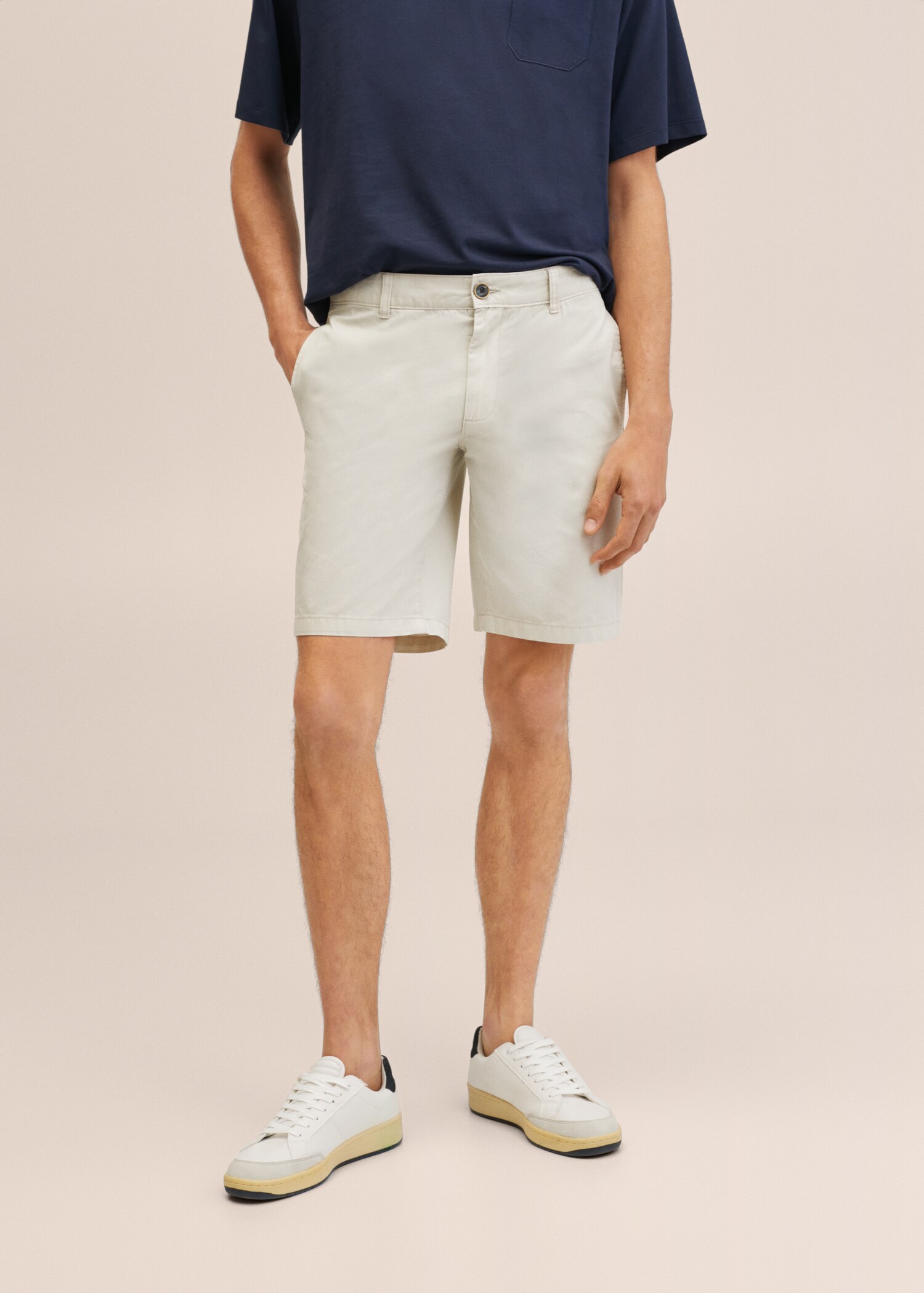 Bermudashorts i chinostil i bomull, slim-fit - Artikkeldetalj 1
