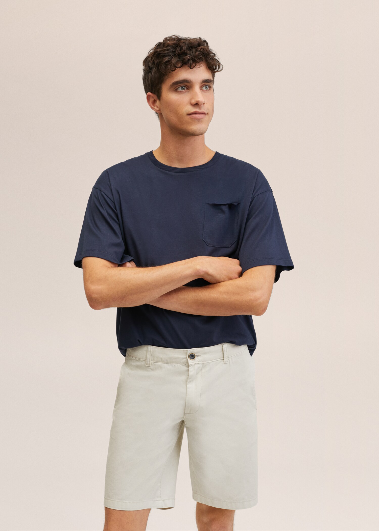 Bermudashorts i chinostil i bomull, slim-fit - Artikkeldetalj 2