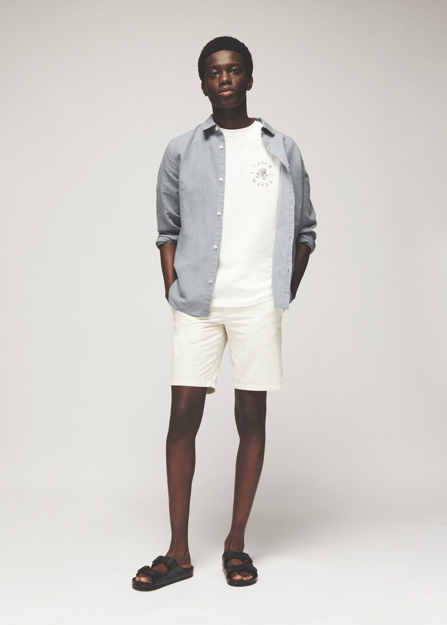 Slim-Fit-Bermudashorts im Chino-Stil aus Baumwolle - Detail des Artikels 5