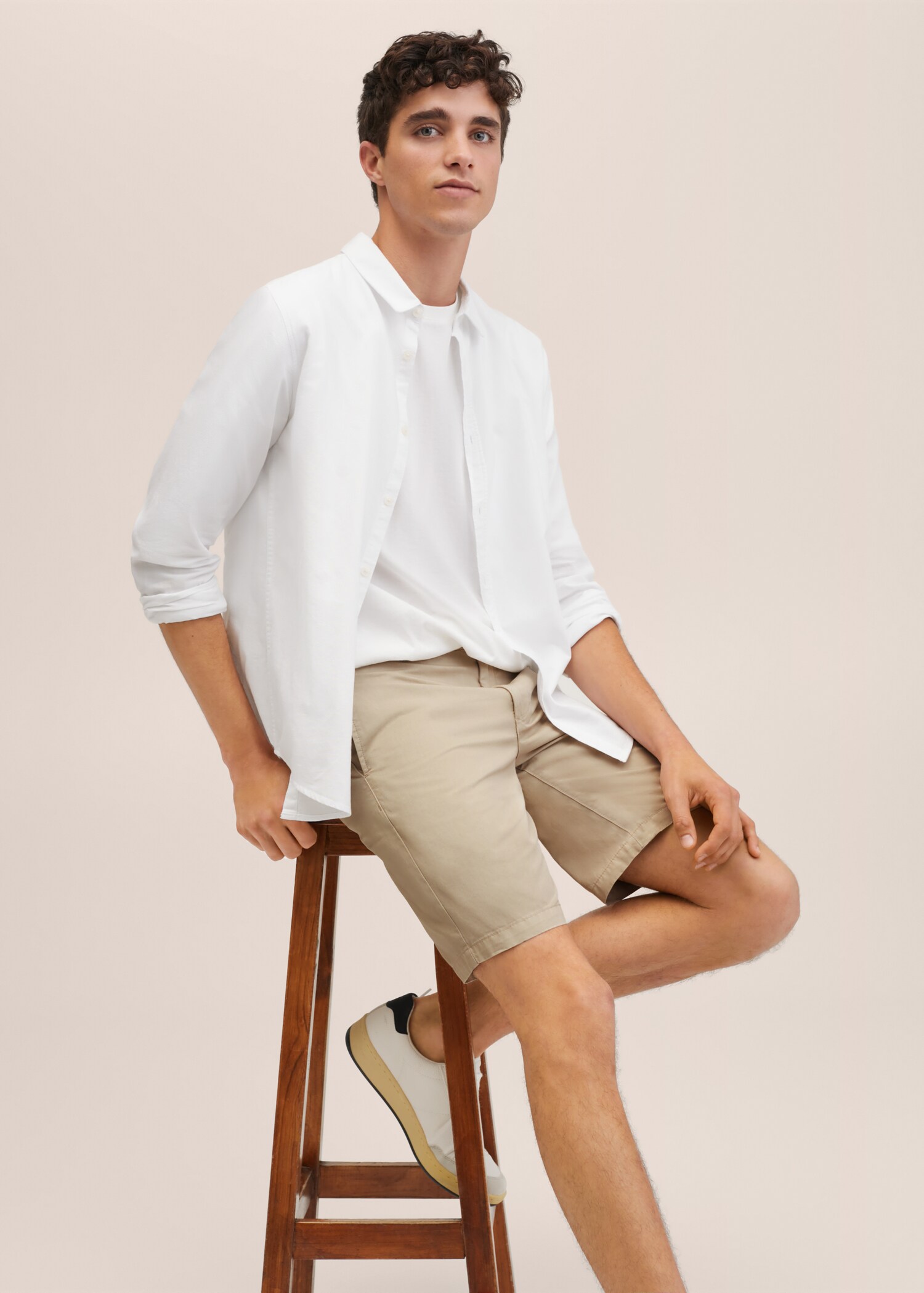 Bermudashorts i chinostil i bomull, slim-fit - Artikkeldetalj 3