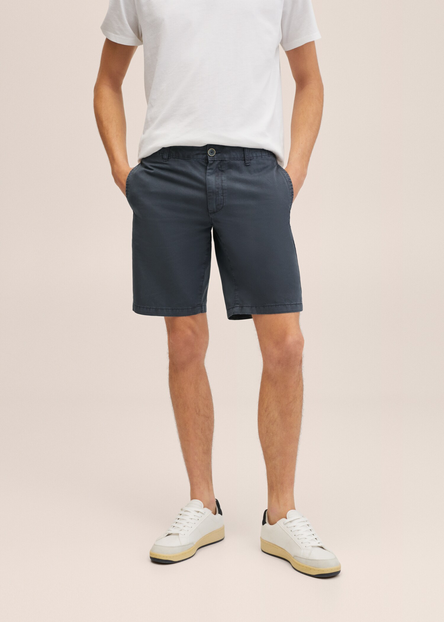 Bermudashorts i chinostil i bomull, slim-fit - Artikkeldetalj 1
