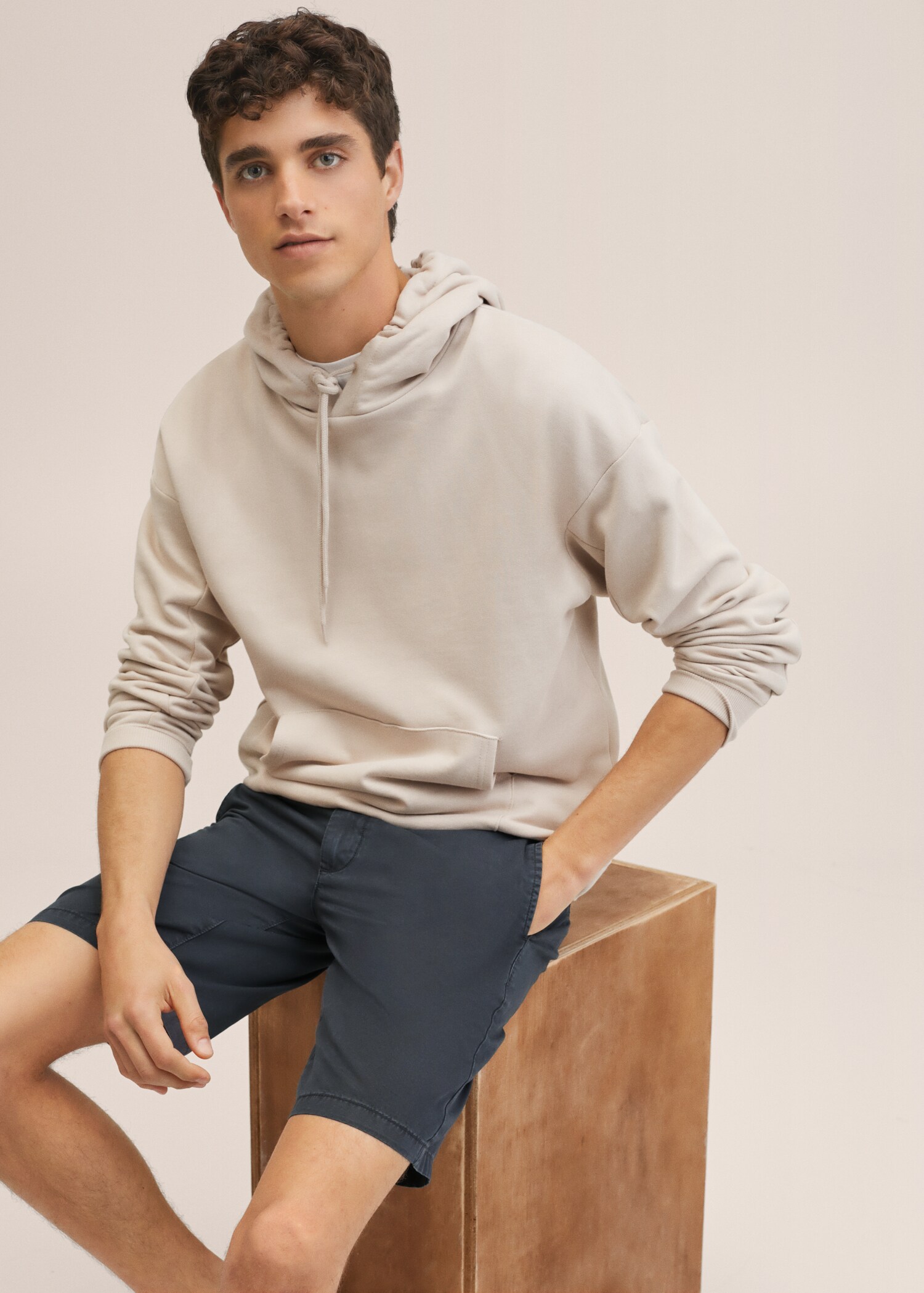 Bermudashorts i chinostil i bomull, slim-fit - Artikkeldetalj 3