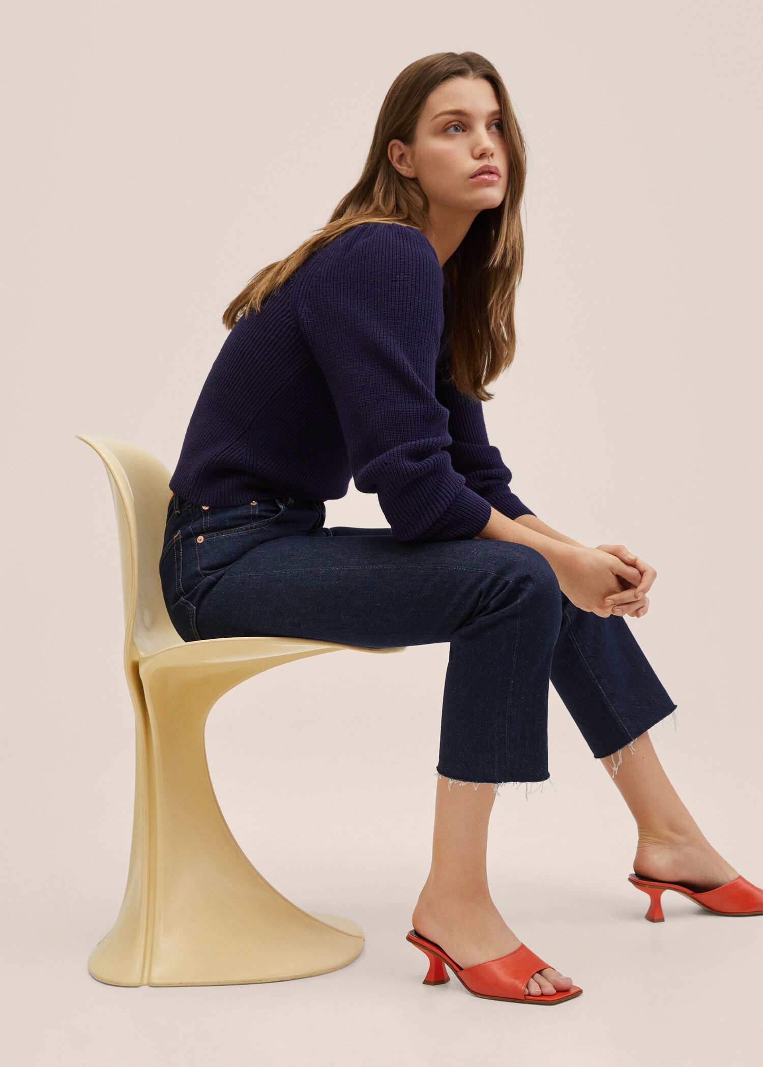 Highwaist straight cropped jeans - Details of the article 2