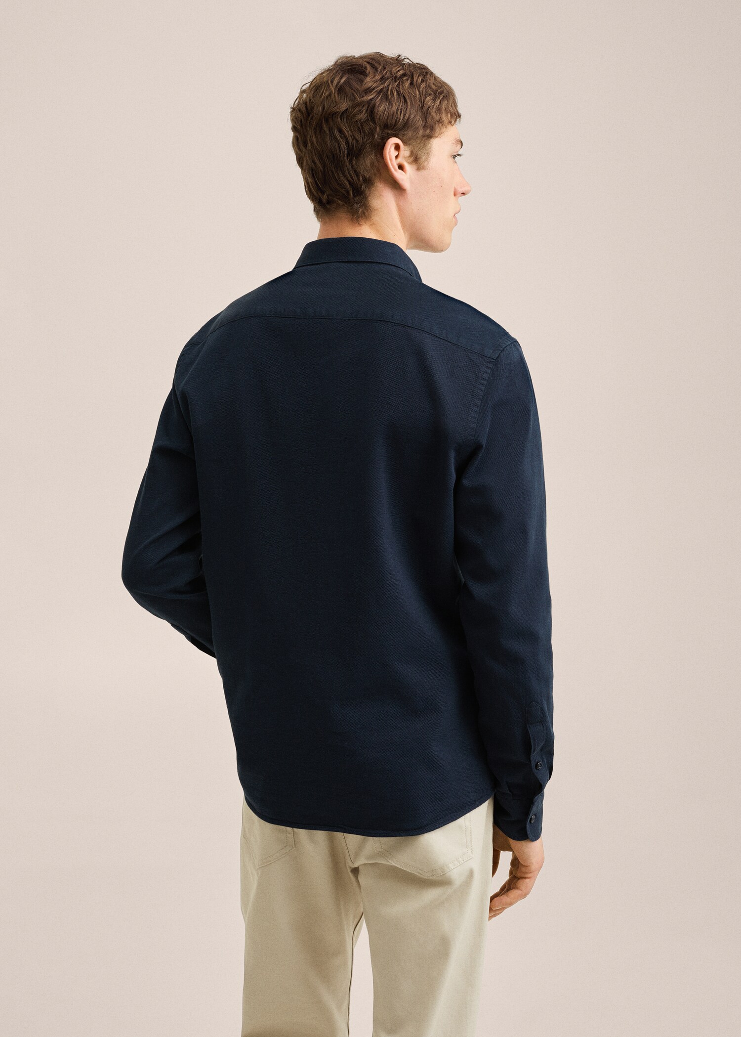 Bavlněná košile slim fit se strukturou - Zadní strana zboží