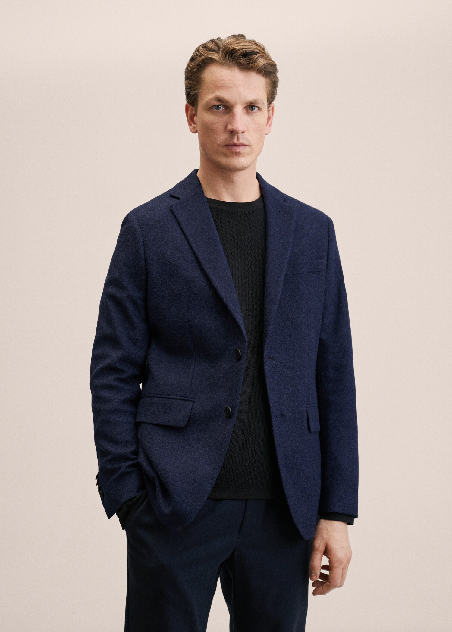 Slim Fit-Sakko aus Wolle - Mittlere Ansicht