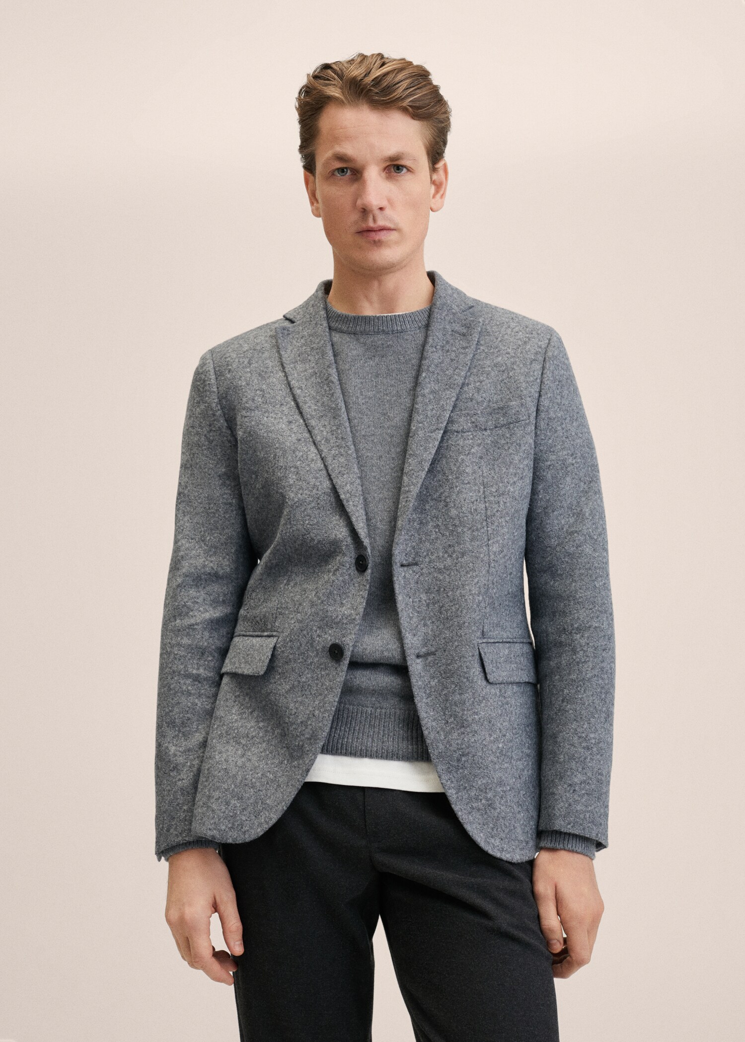 Slim Fit-Sakko aus Wolle - Mittlere Ansicht