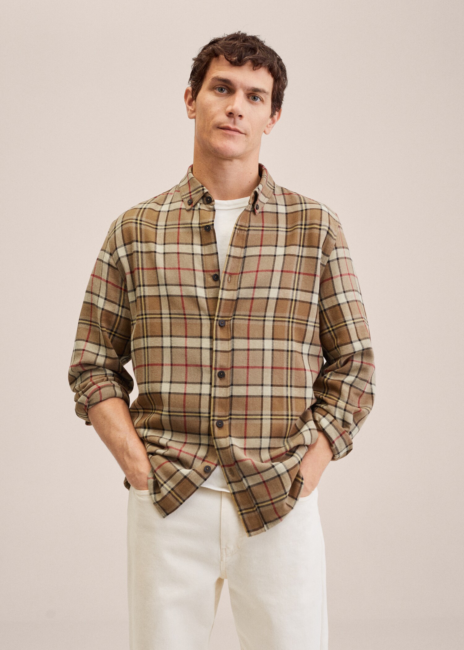 Camisa algodón cuadros - Plano medio