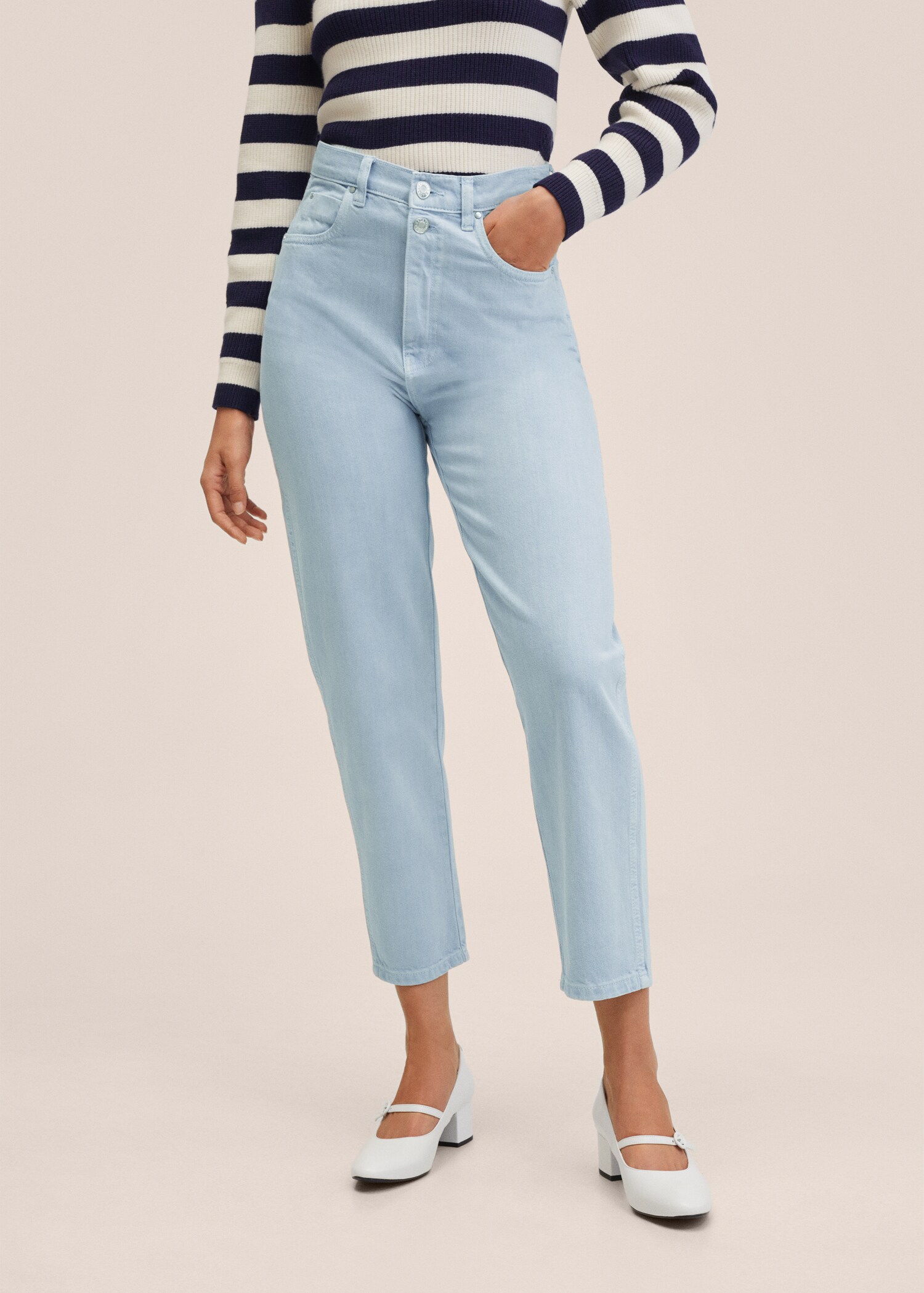 Tapered-Jeans mit hohem Bund - Mittlere Ansicht