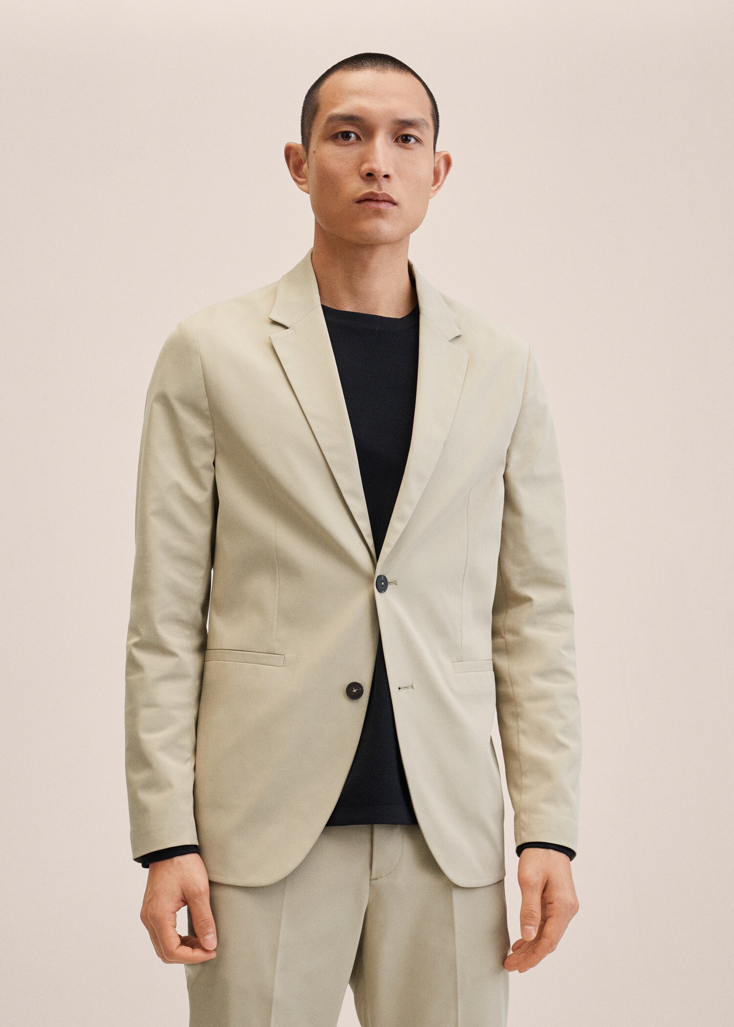 Oblekové strečové sako slim fit - Náhled ve středové rovině