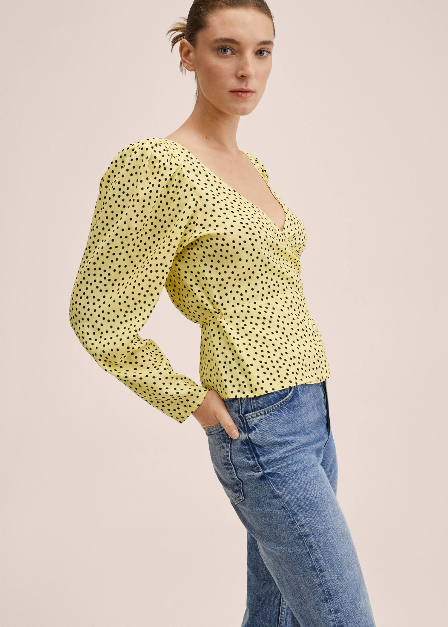 Double-breasted polka-dot blouse - Medium plane