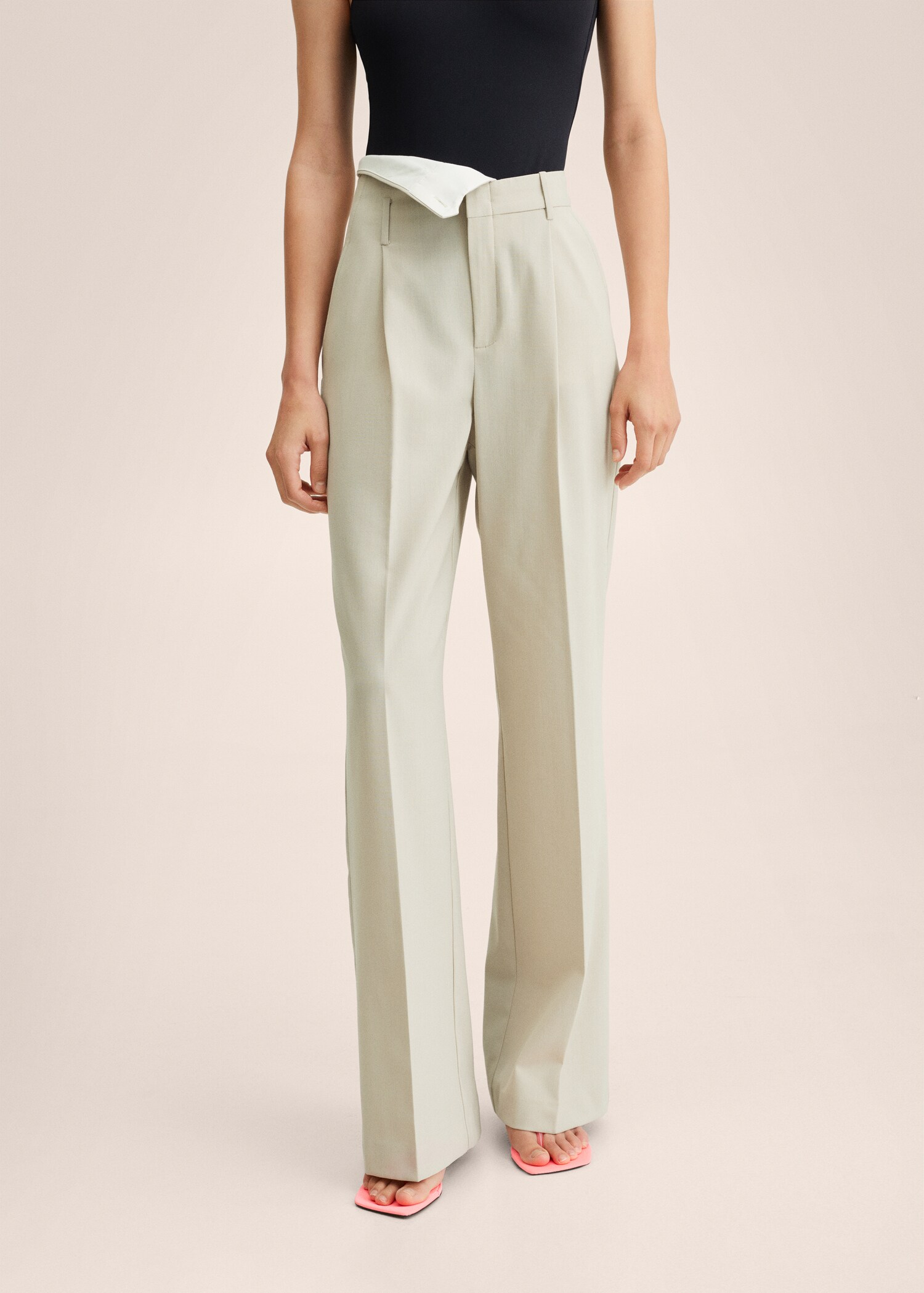 Pantalón wideleg doble cintura - Plano medio