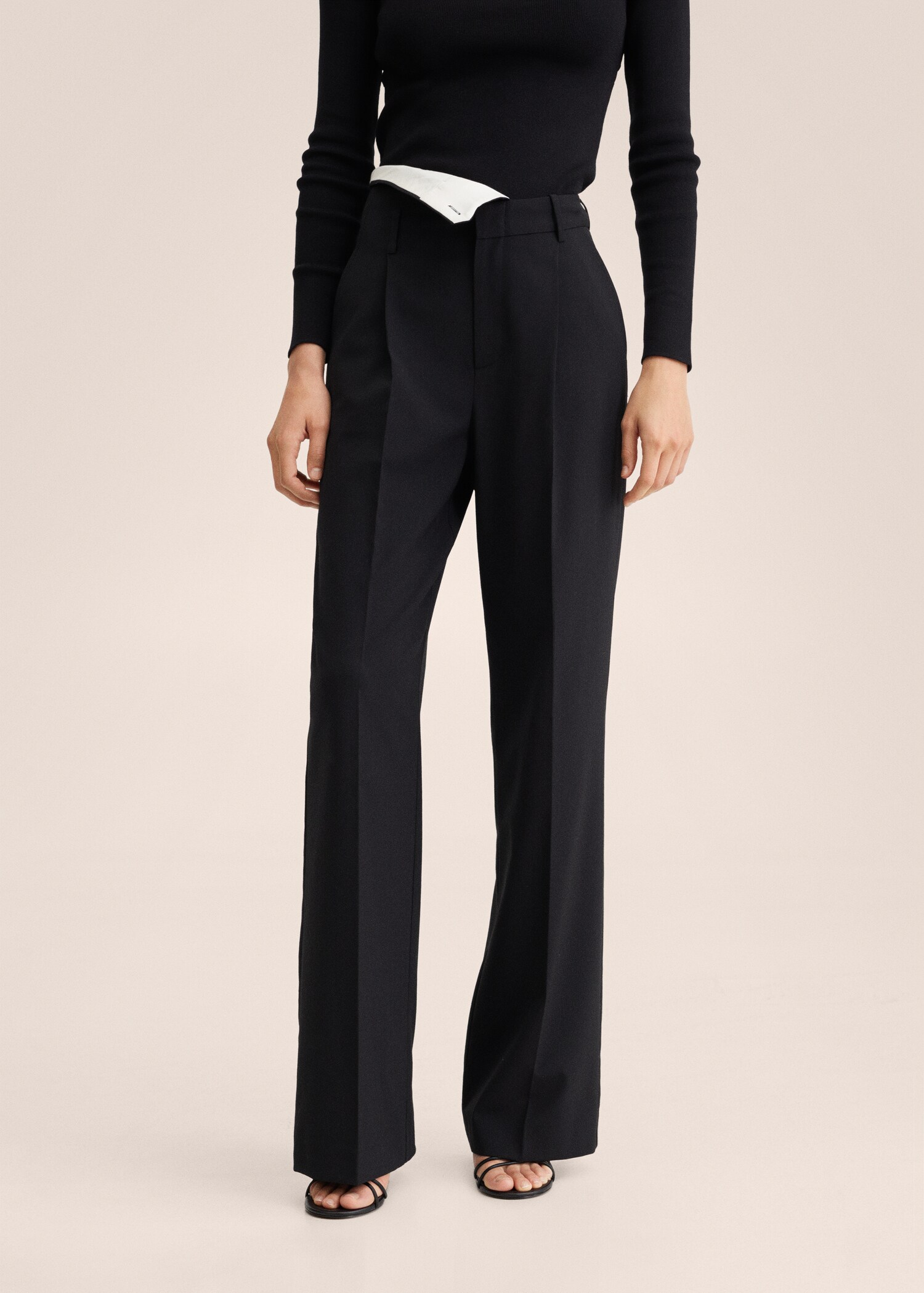 Pantalón wideleg doble cintura - Plano medio