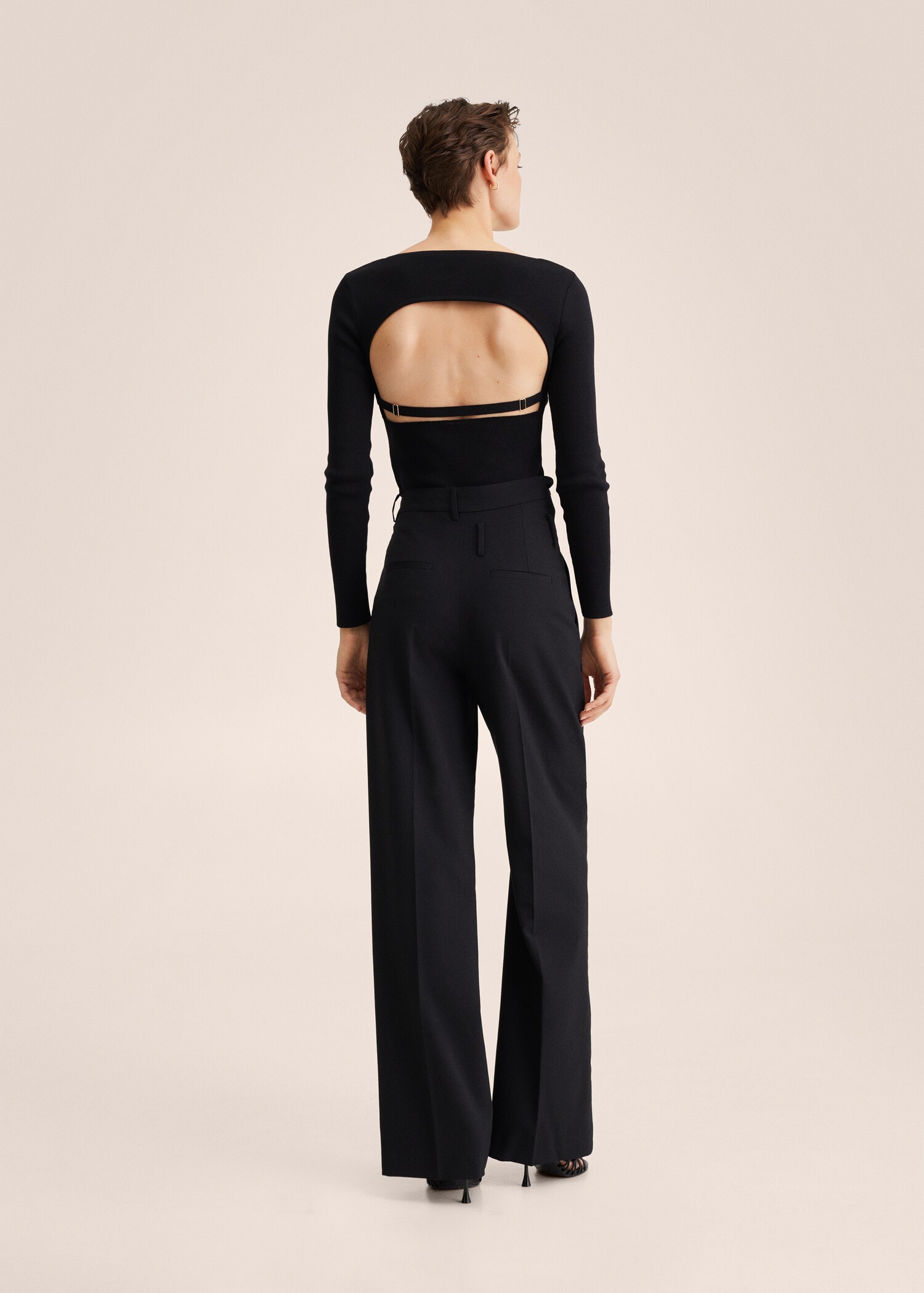 Pantalón wideleg doble cintura - Reverso del artículo