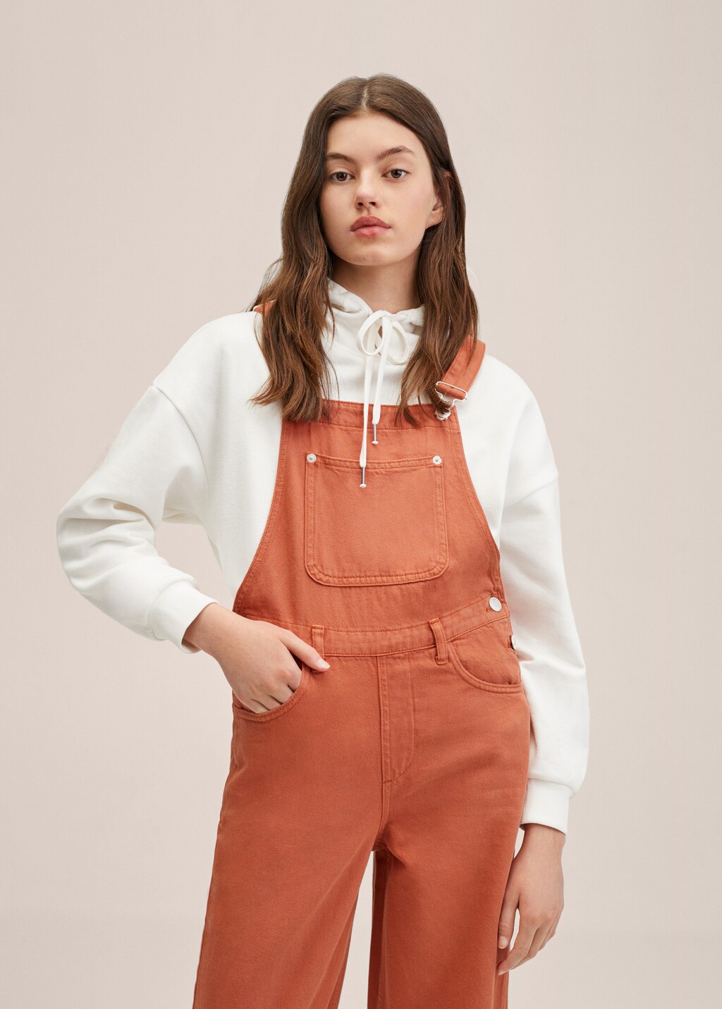 Ripped detail denim dungarees Girls MANGO OUTLET USA