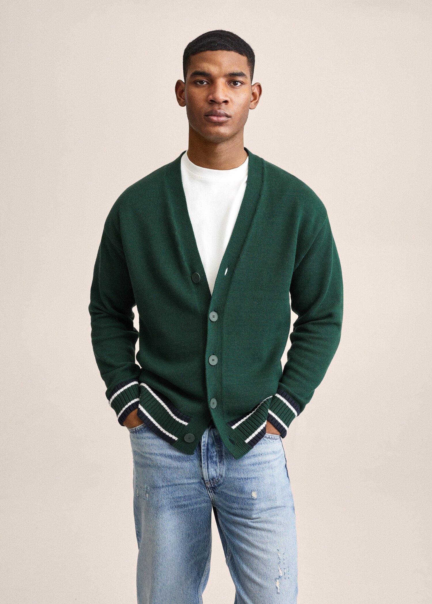 Cardigan algodón varsity - Plano medio