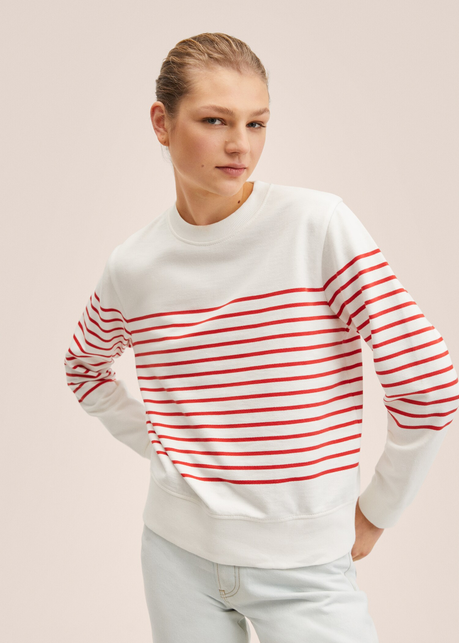 Sudadera algodón rayas - Plano medio