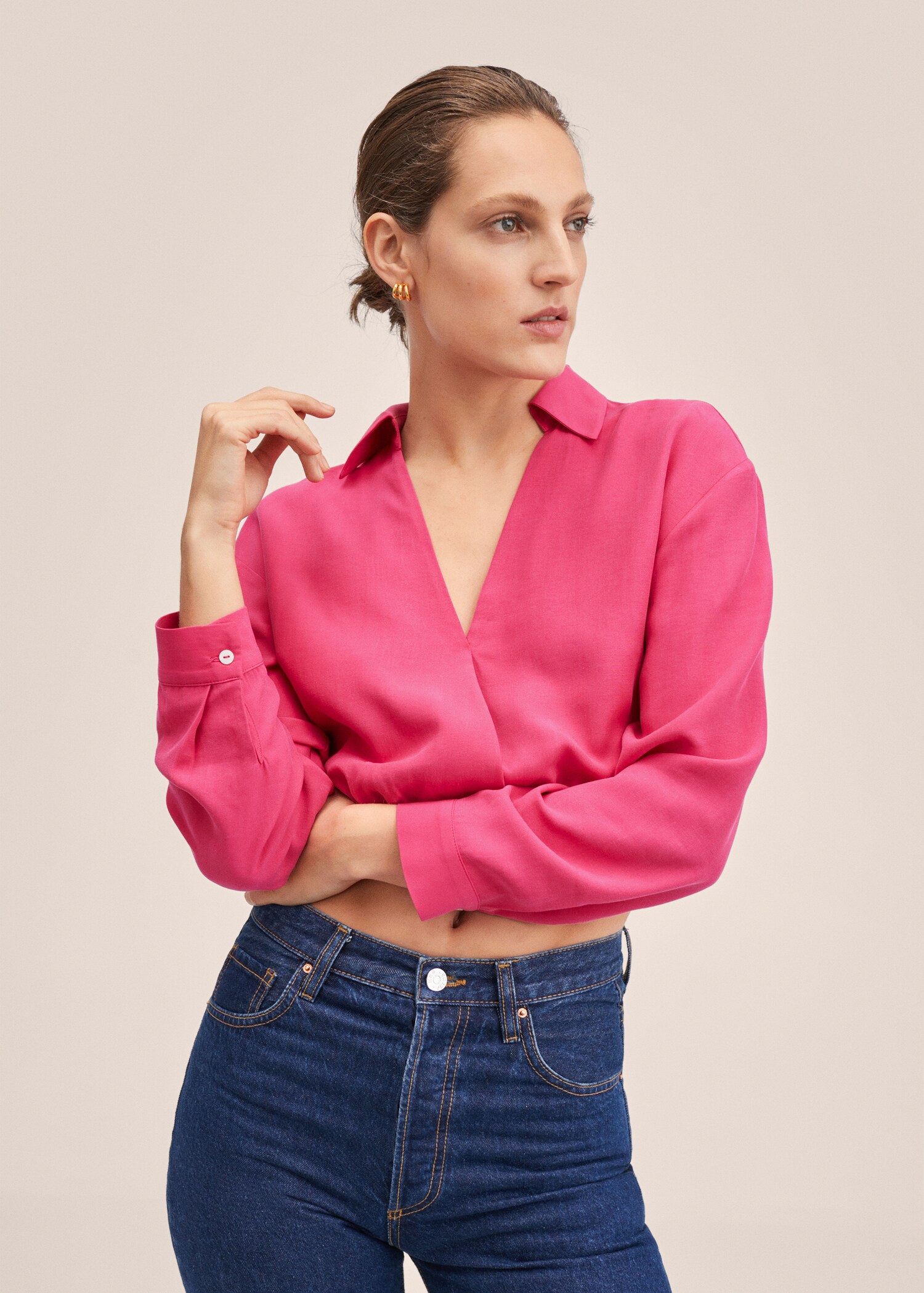 Lyocell cropped shirt - Medium plane