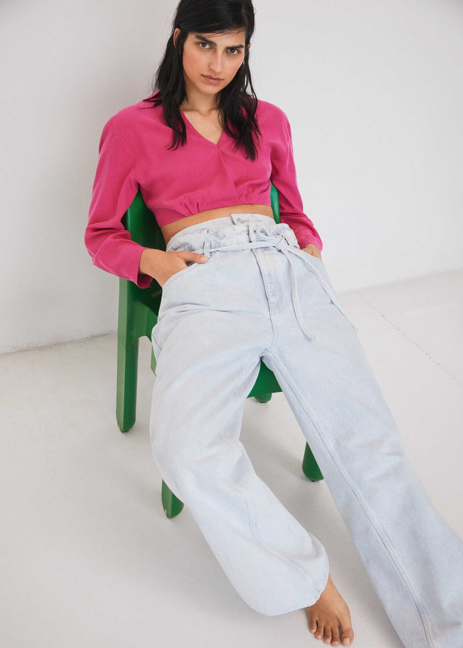 Lyocell cropped shirt - Details of the article 6