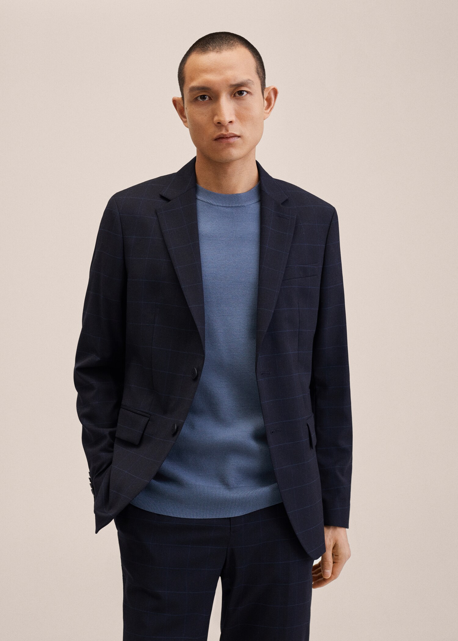 Oblekové sako slim fit z panenské vlny - Náhled ve středové rovině