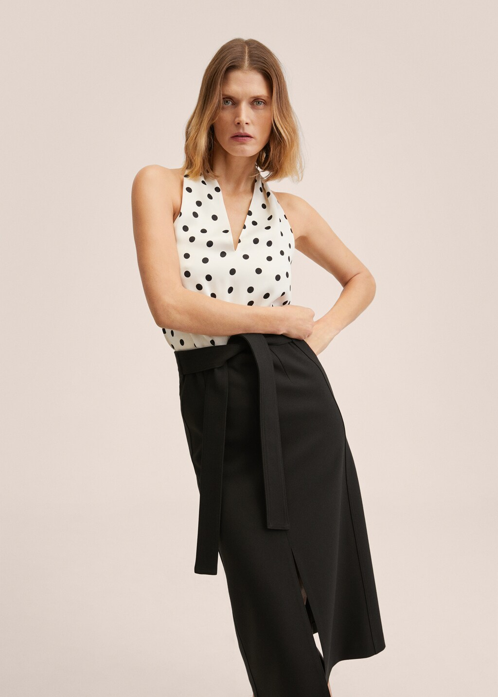 sleeveless polka dot top