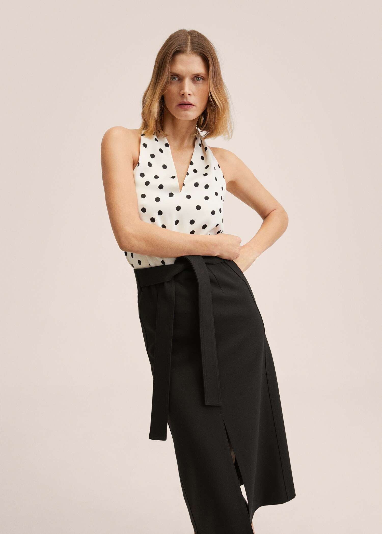 Top satinado lunares - Plano medio