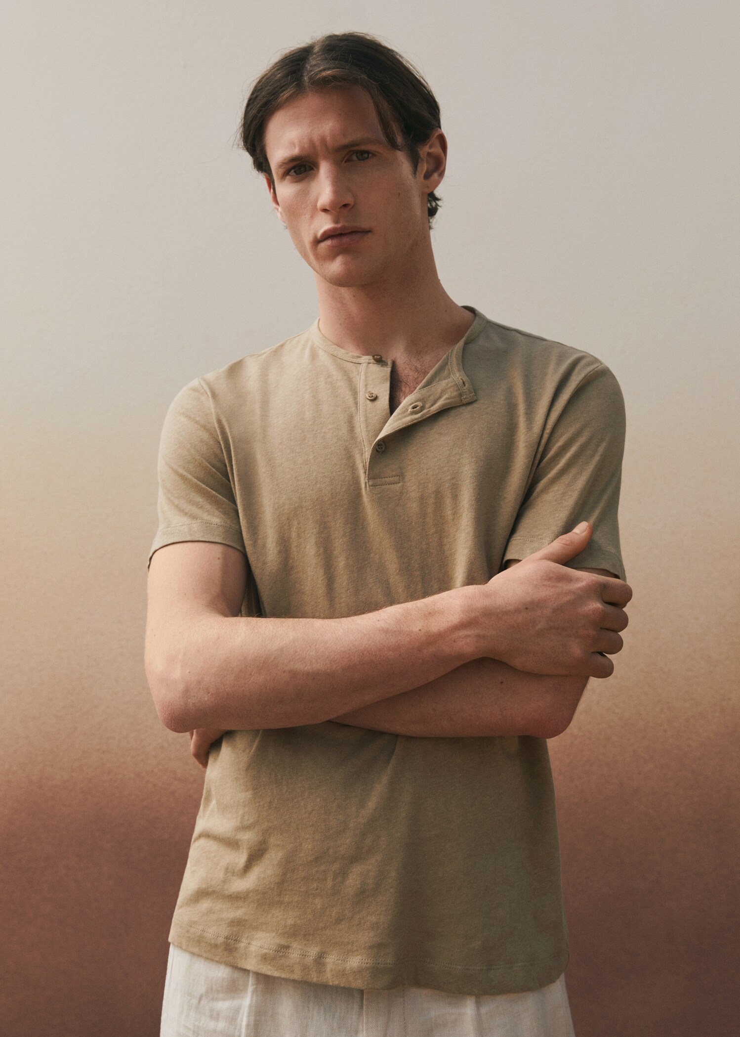 Henley linen-blend T-shirt - Details of the article 5