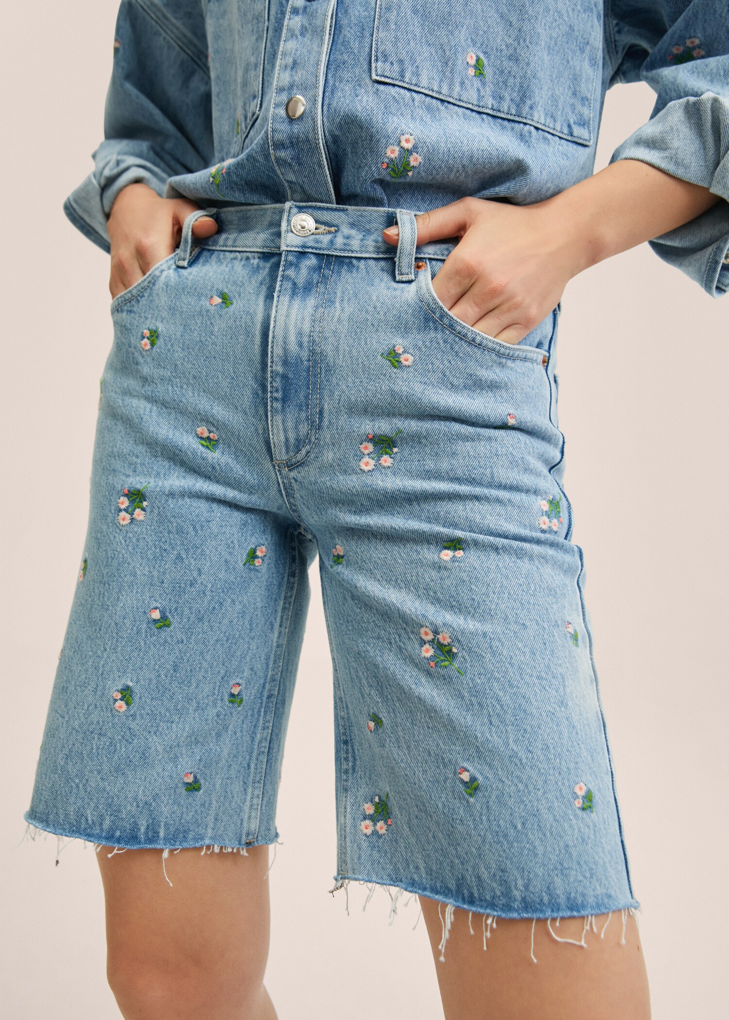 Printed denim Bermuda shorts - Medium plane