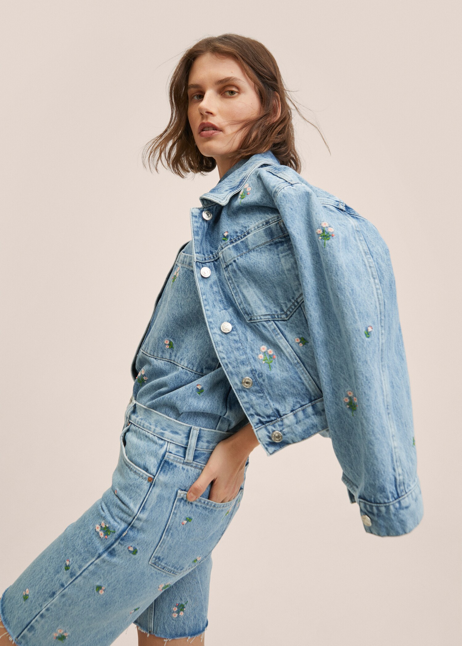 Printed denim Bermuda shorts - Details of the article 2