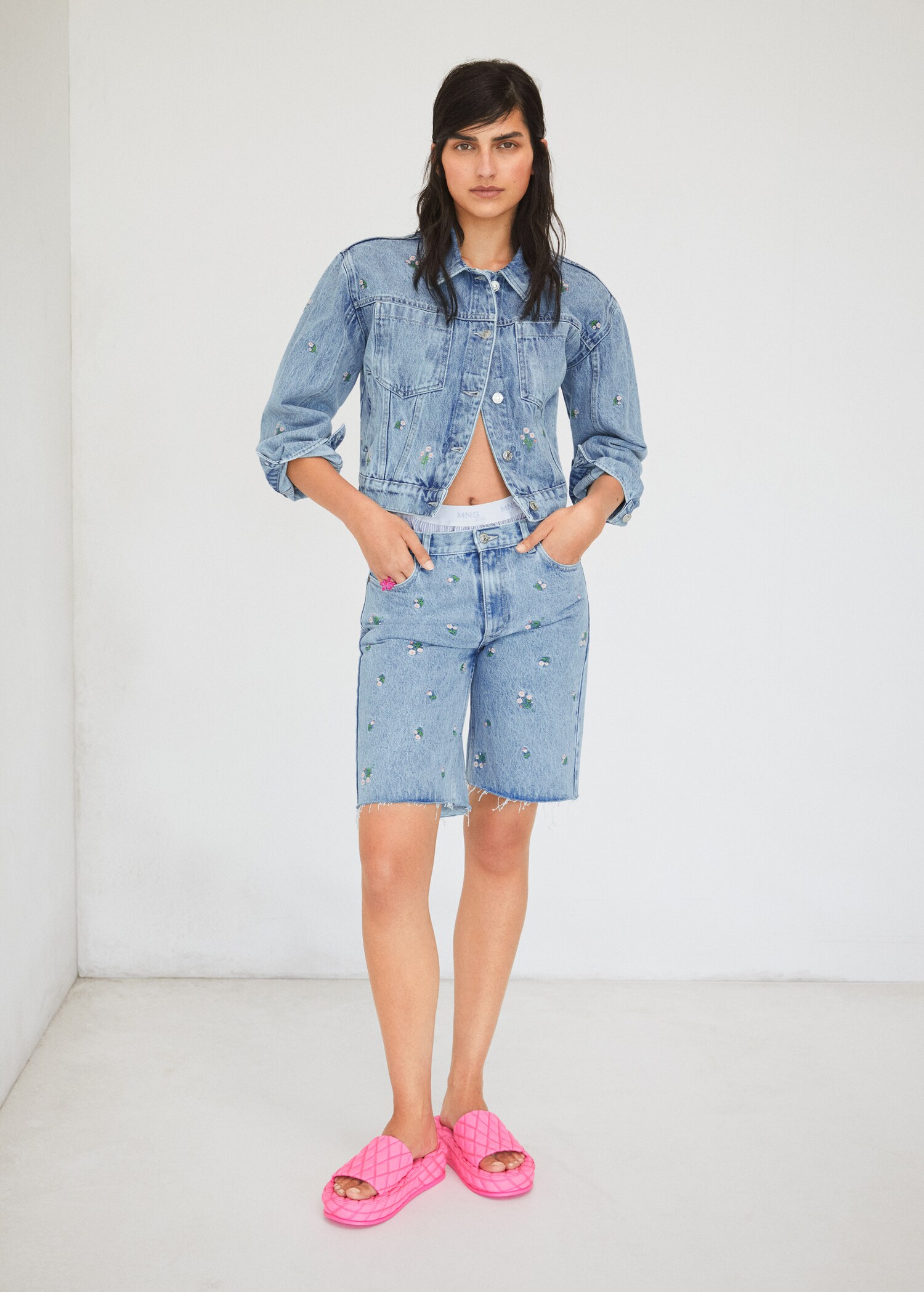 Printed denim Bermuda shorts - Details of the article 6