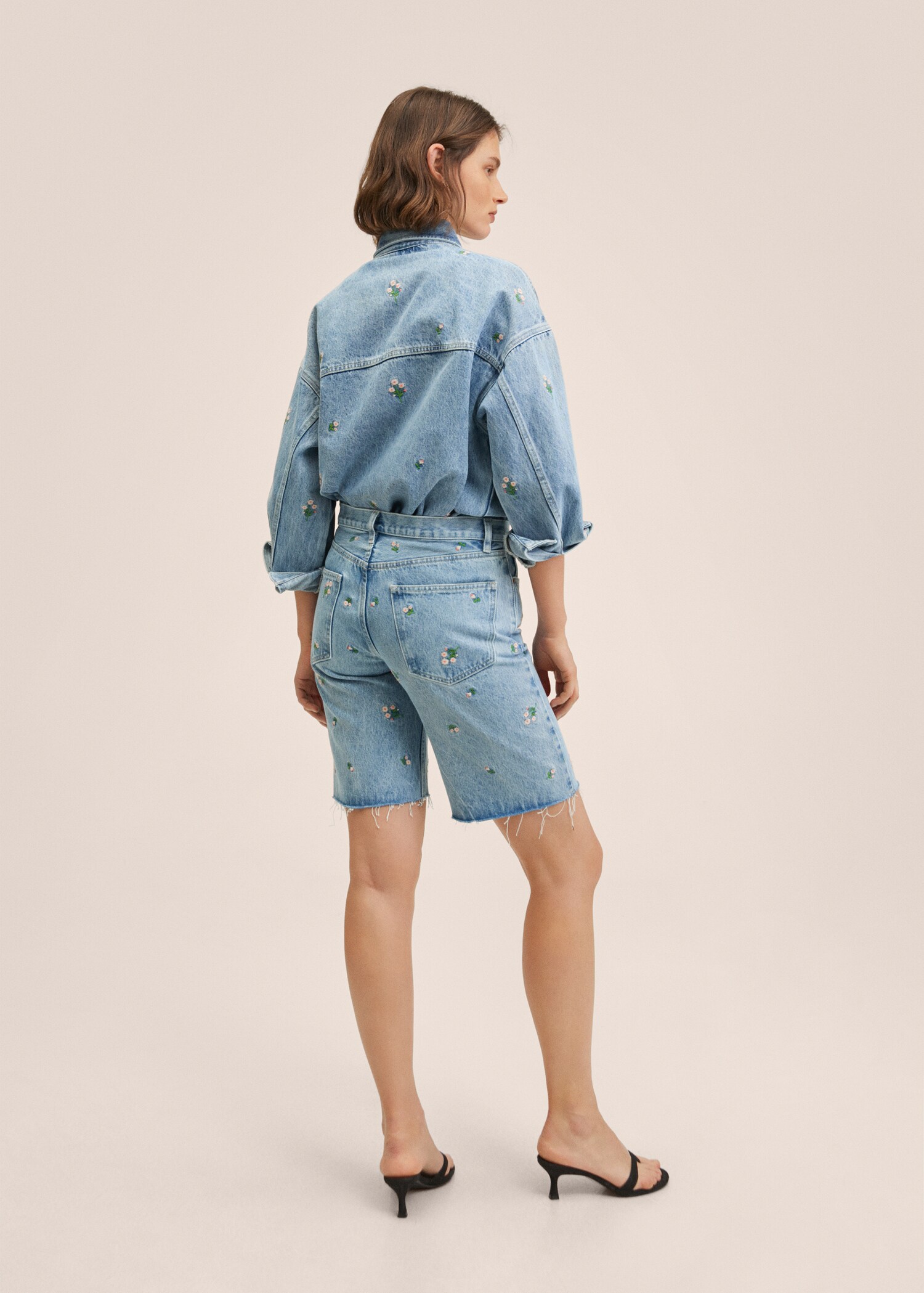 Printed denim Bermuda shorts - Reverse of the article