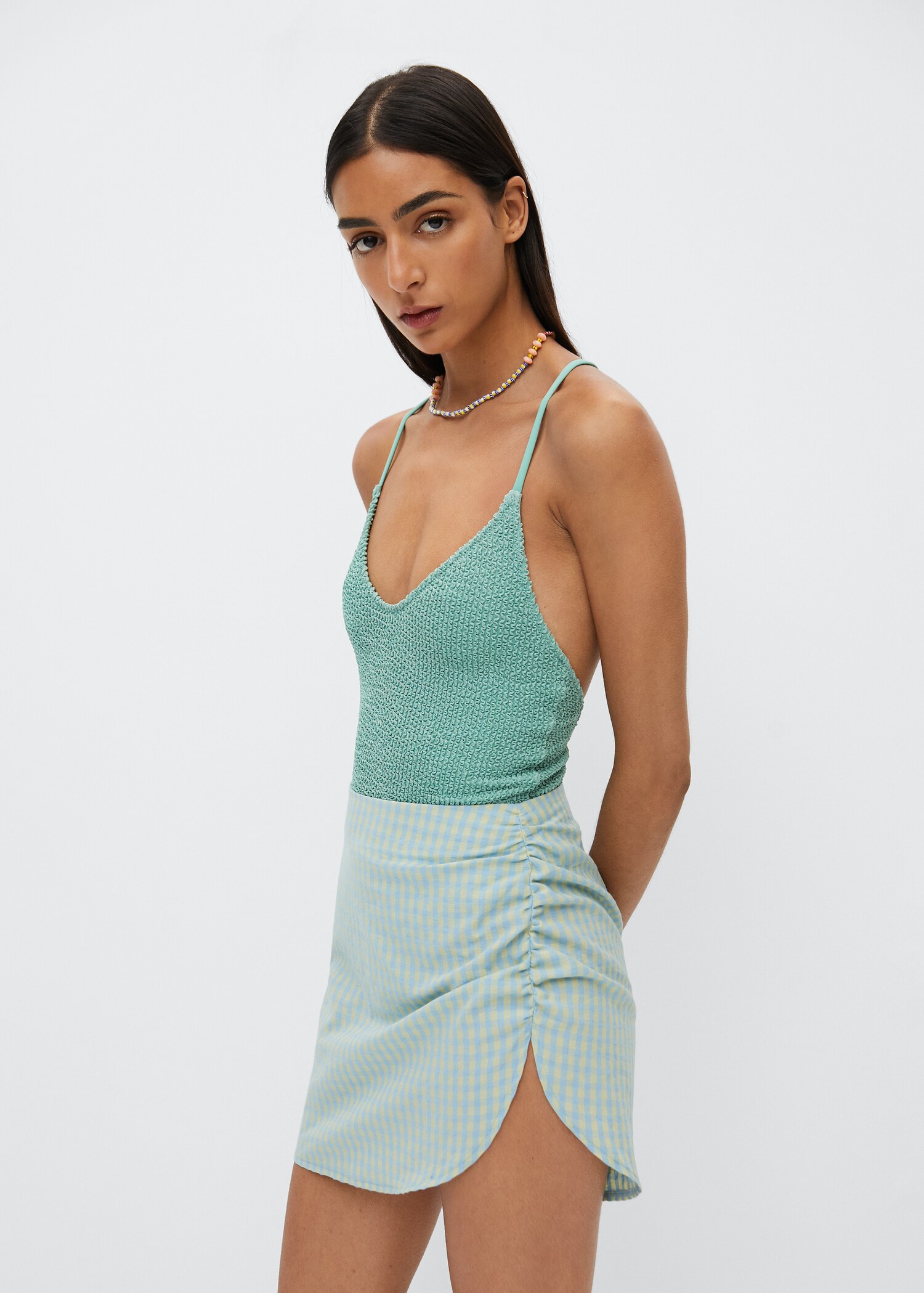 Cotton gingham bikini wrap - Medium plane