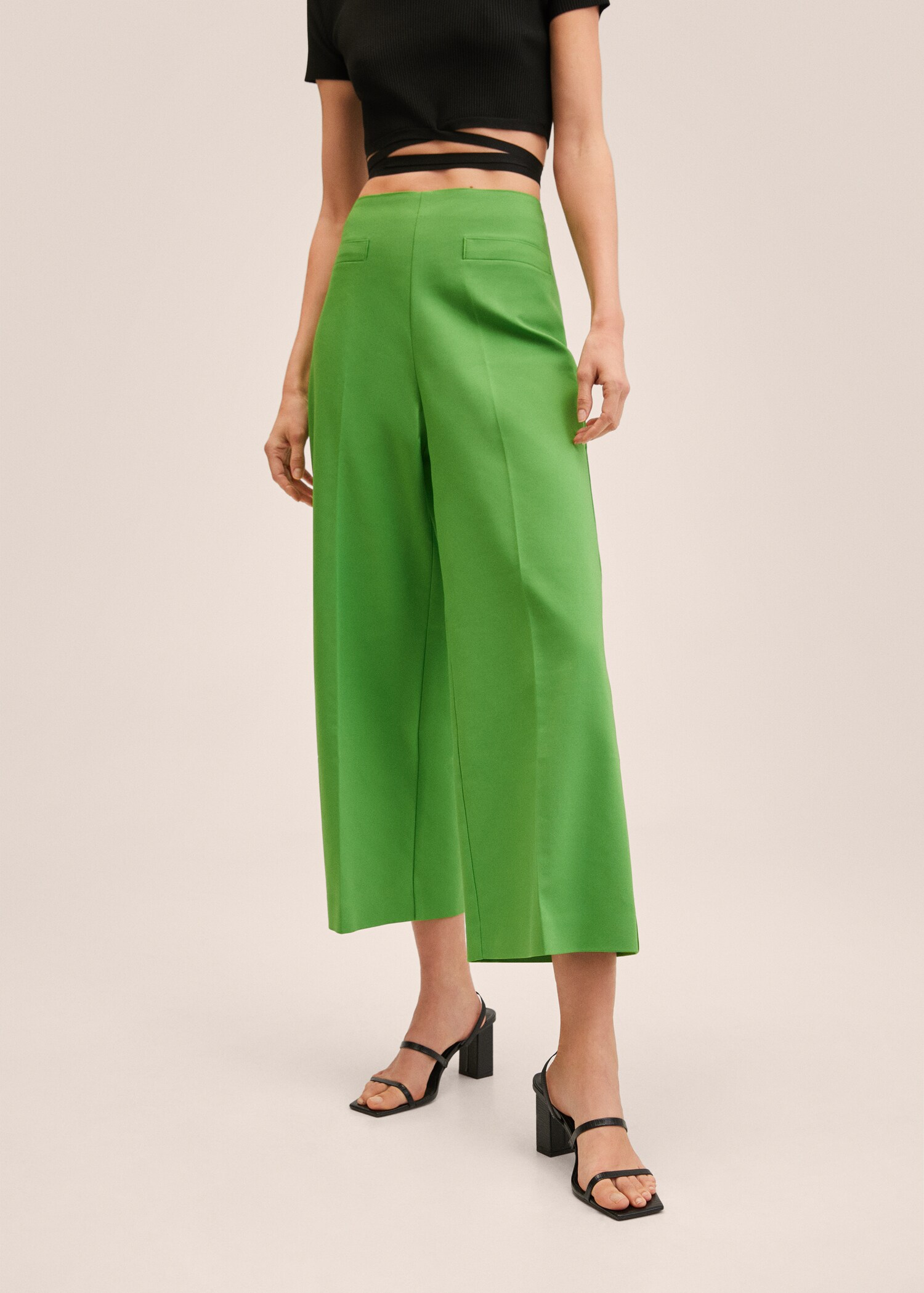 Bavlněné kalhoty culottes - Náhled ve středové rovině