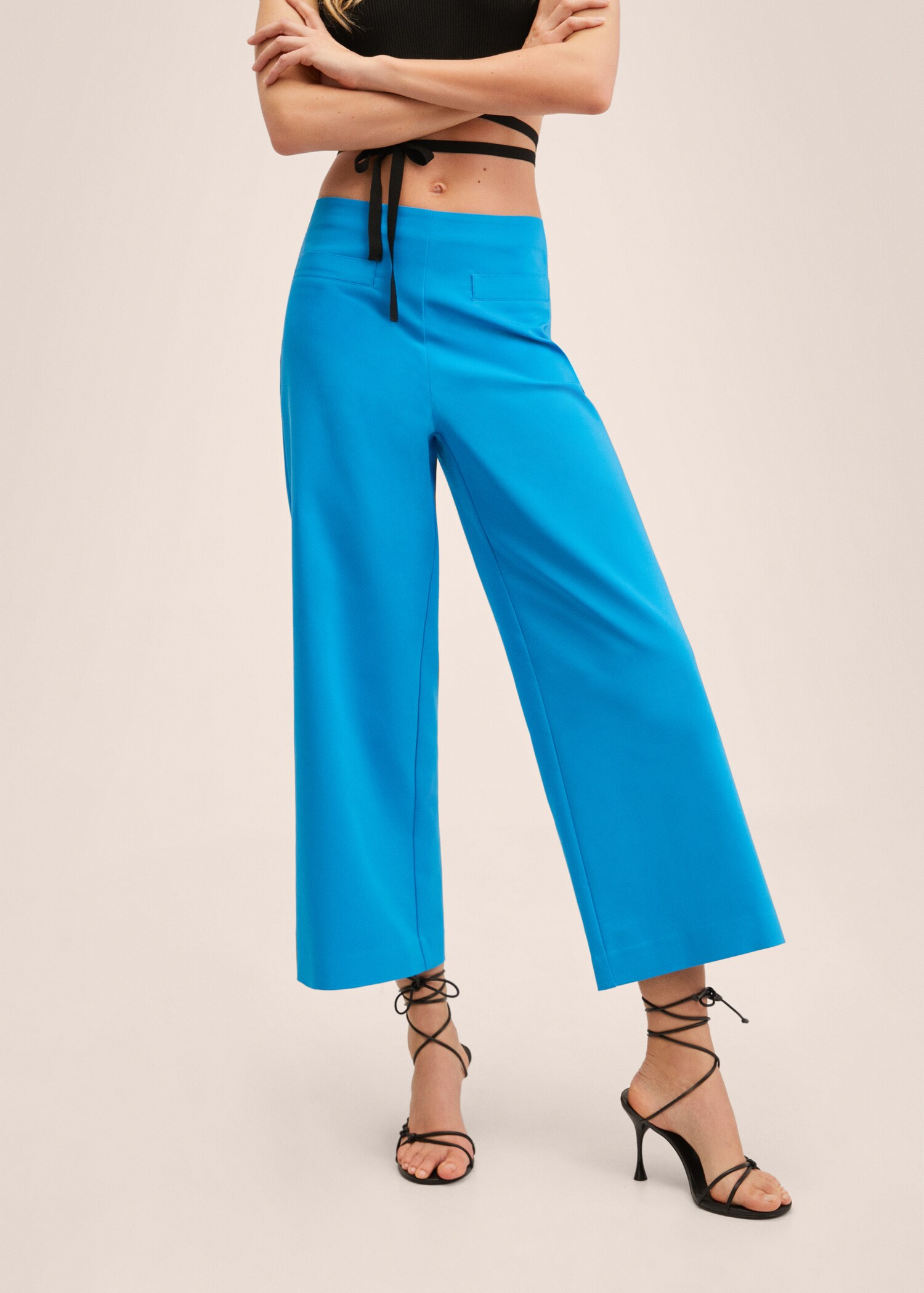 Bavlněné kalhoty culottes - Náhled ve středové rovině